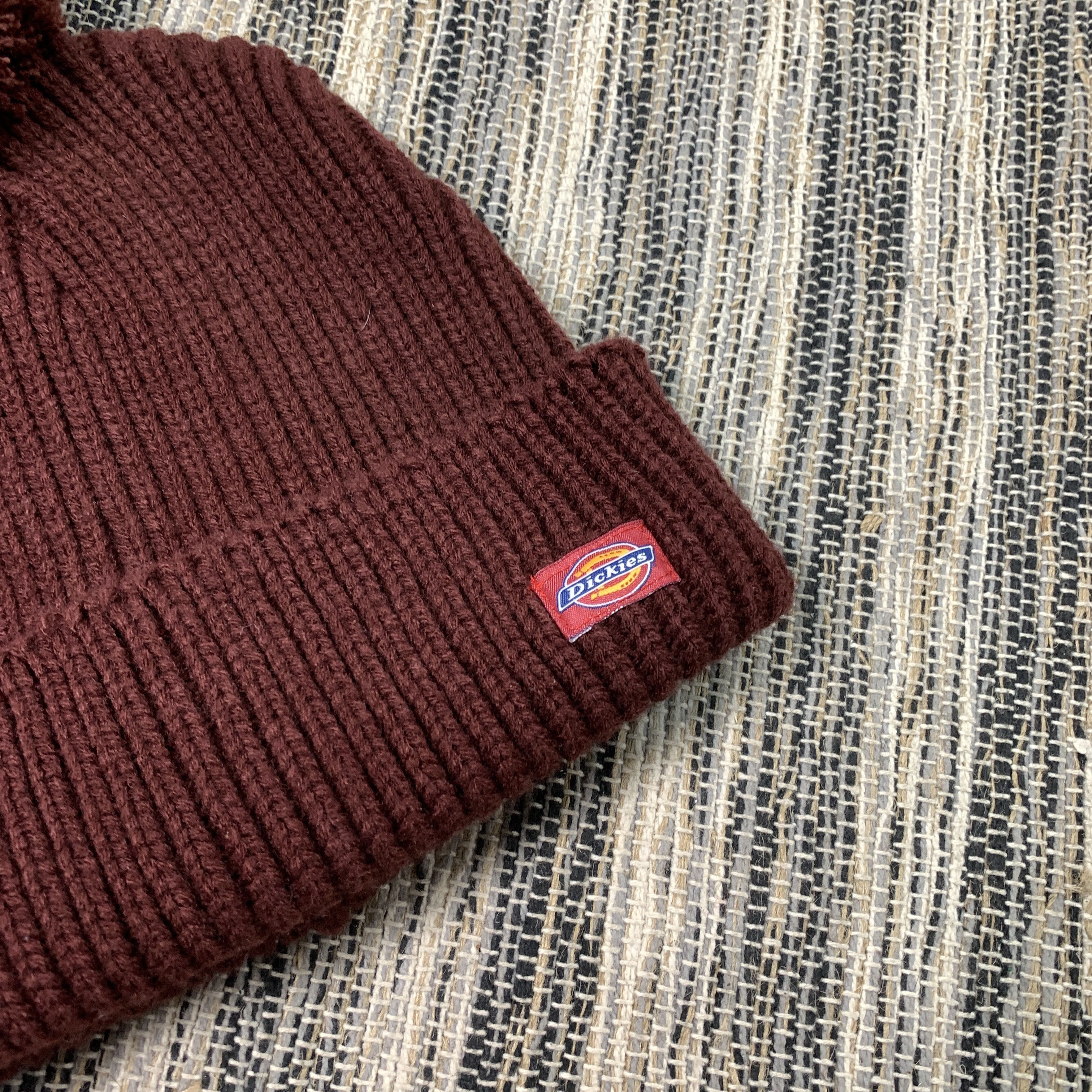 Dickies Dickies Knit Burgundy Pom-Pom Beanie Winter Hat Size ONE SIZE - 4 Thumbnail