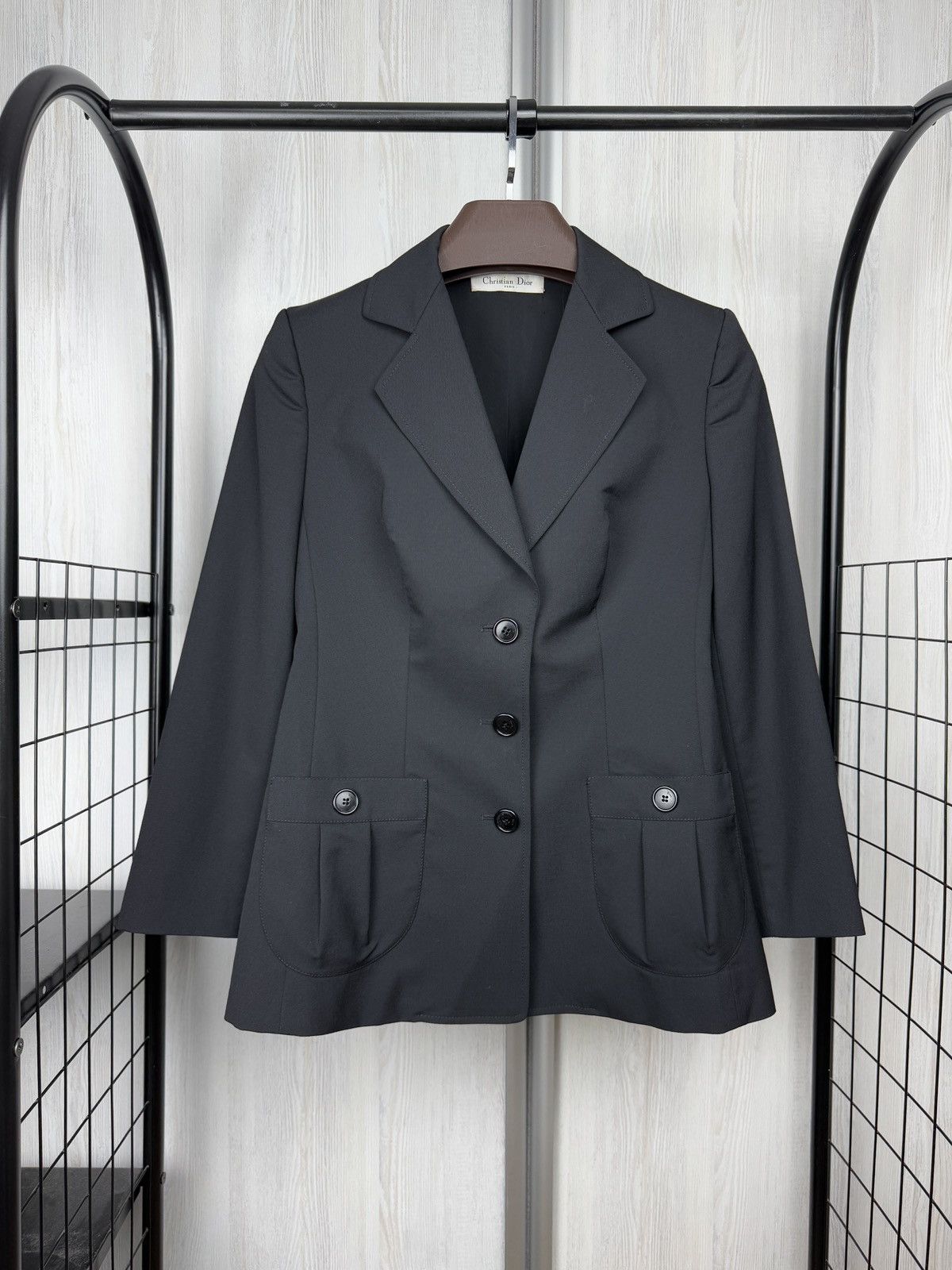 Christian Dior Monsieur Christian Dior Paris Blazer Womens Black Wool Blend Buttoned Size M / US 6-8 / IT 42-44 - 1 Thumbnail