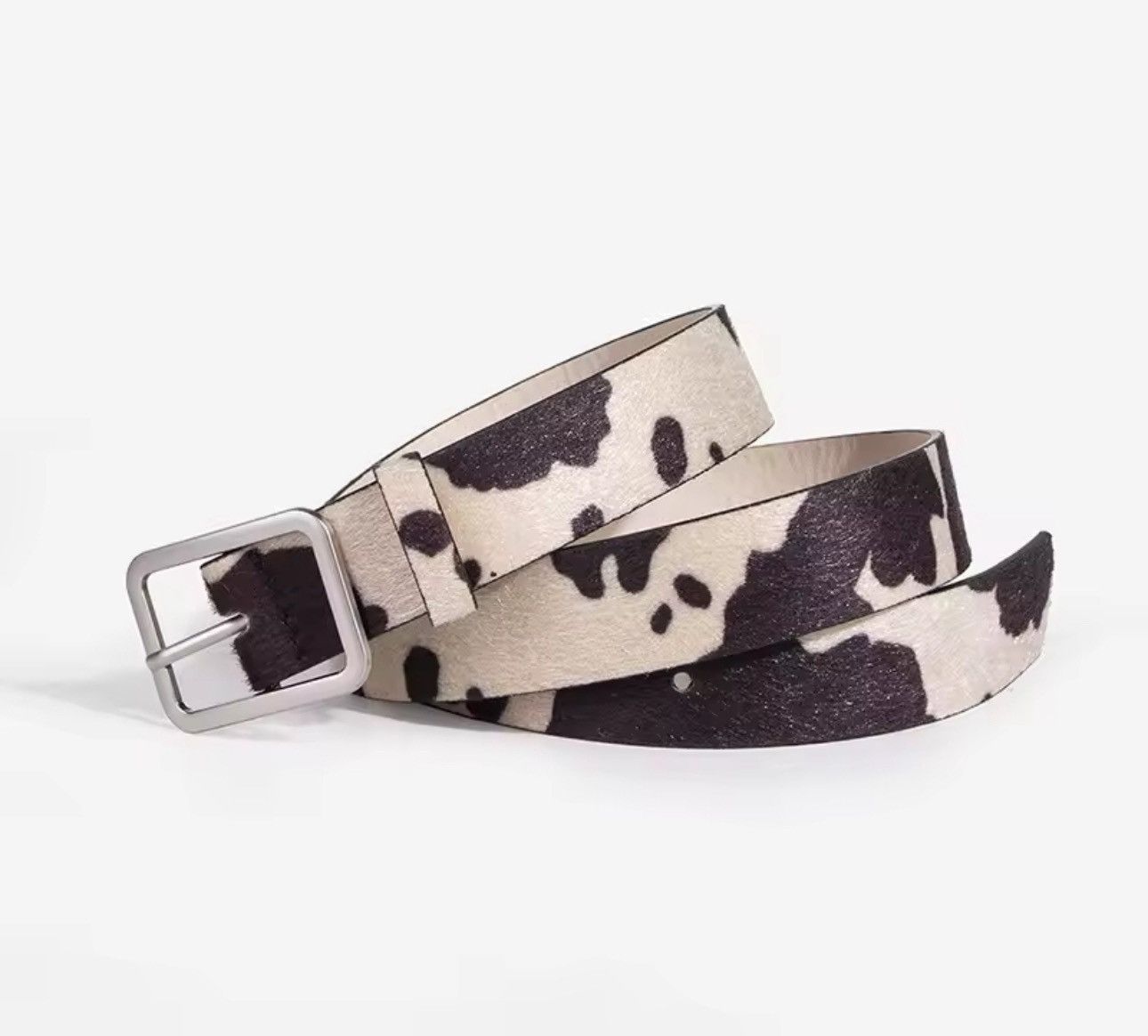 Japanese Brand Cow Print PU Leather Belt – Retro Western Chic Size ONE SIZE - 1 Thumbnail