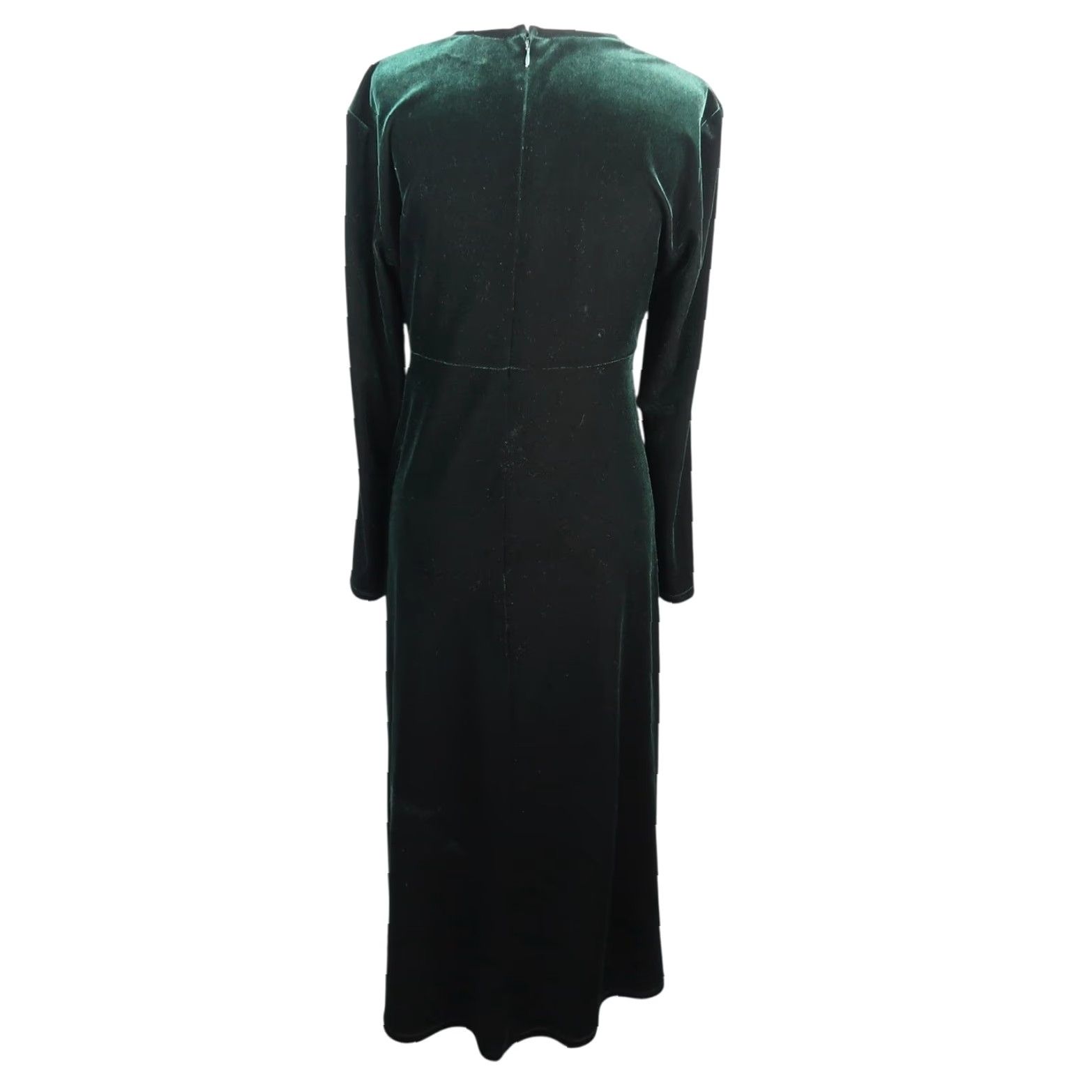 Velvet VINTAGE 90s K.C. Spencer Dark Green Velvet Midi Dress Long Sleeve M Women Party/Cocktail, A-Line, Zip Size M / US 6-8 / IT 42-44 - 4 Thumbnail