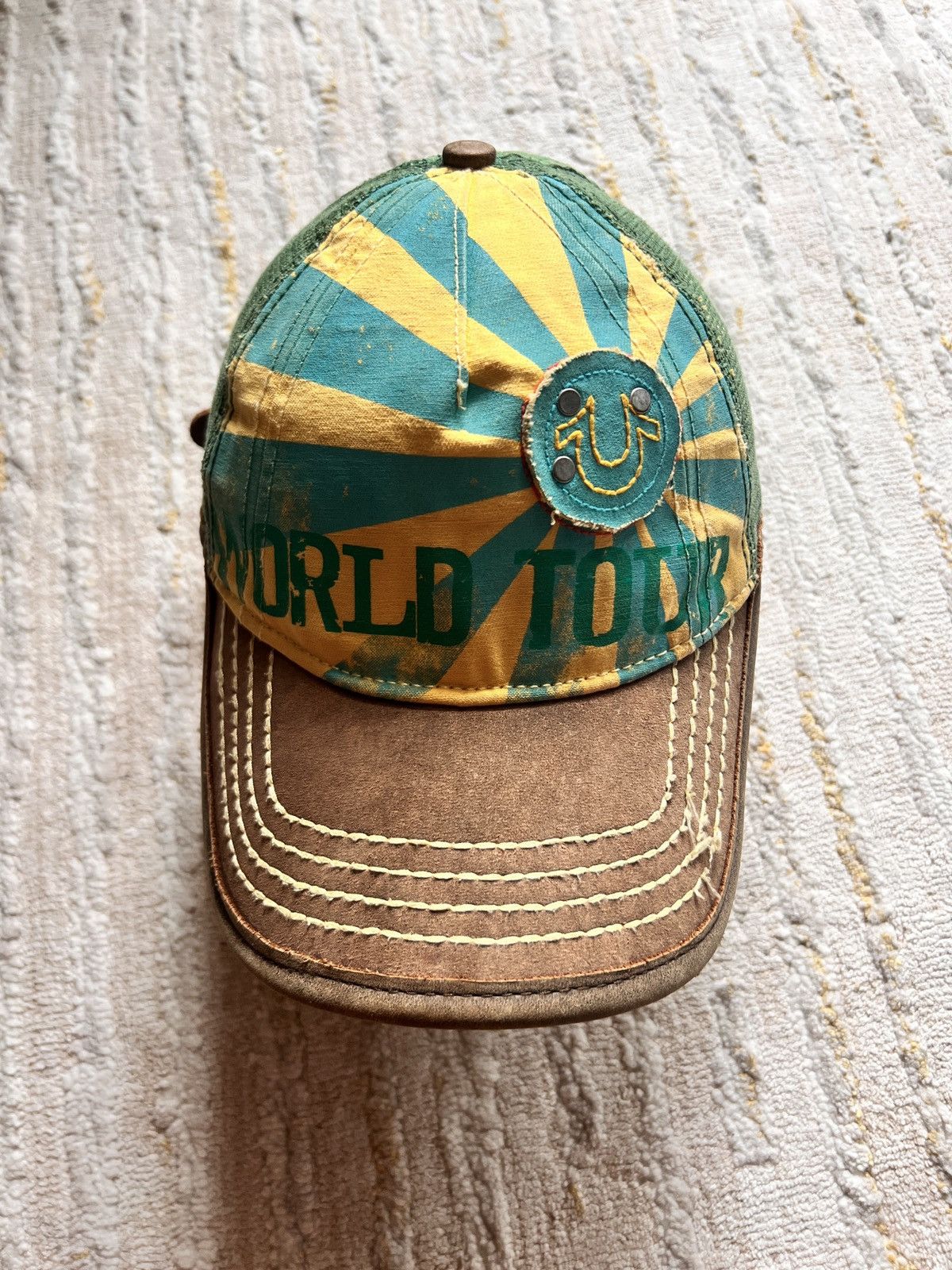 True Religion Y2k True Religion Leather Brim Mesh Trucker Hat Size ONE SIZE - 1 Thumbnail