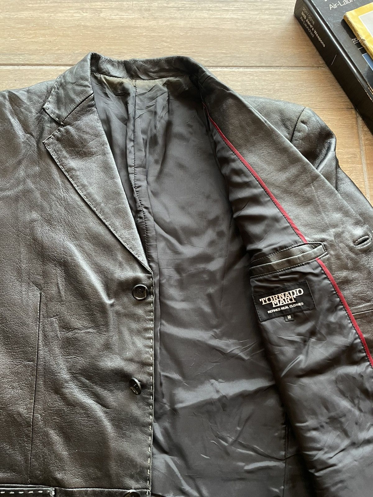Japanese Brand × Le Grande Bleu (L.G.B.) × Tornado Mart Tornado Mart Leather Stitched Blazer Size US M / EU 48-50 / 2 - 2 Thumbnail