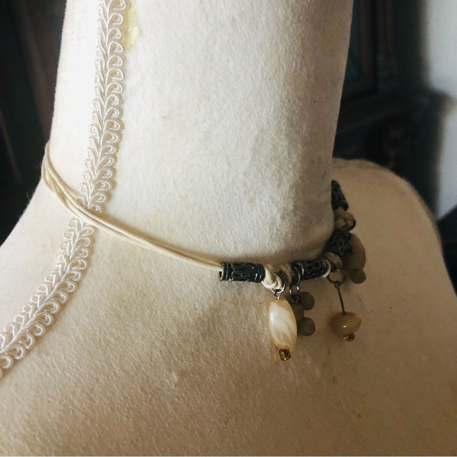 Handmade Hand crafted genuine stone cord choker necklace Size ONE SIZE - 3 Thumbnail