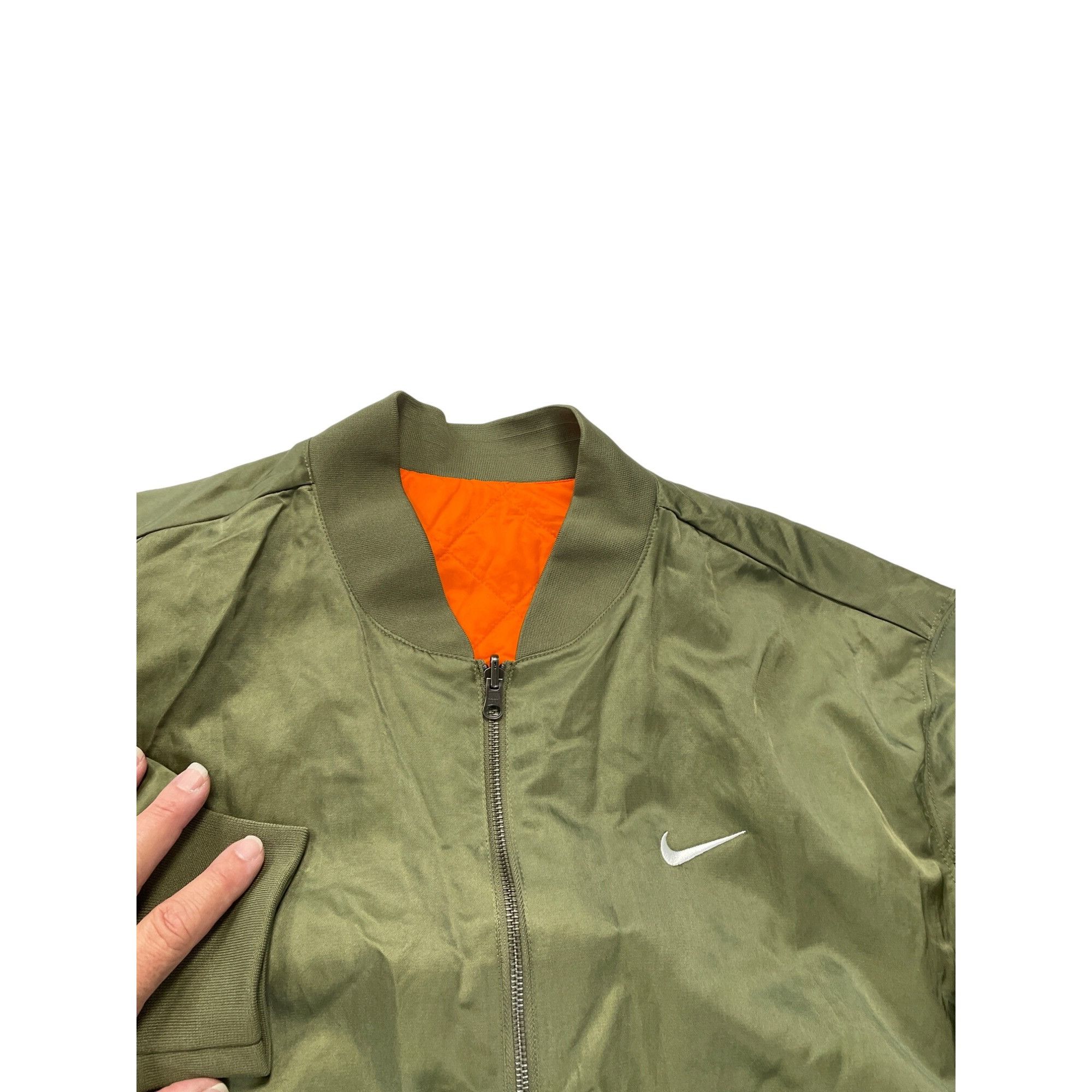 Nike Nike Mens Olive Green orange reversible Bomber Jacket SZ 1X Size US XL / EU 56 / 4 - 5 Thumbnail