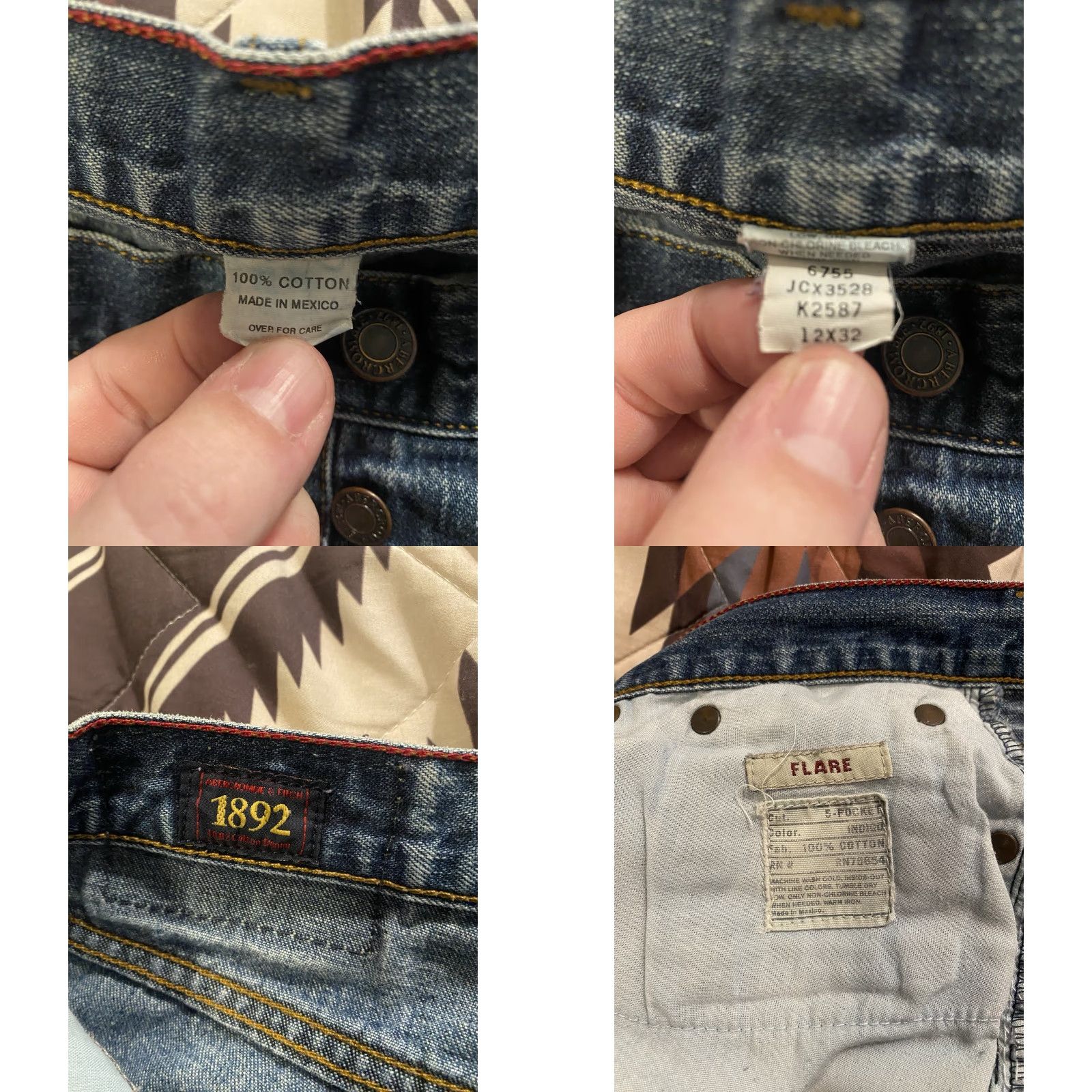 Abercrombie & Fitch VINTAGE Abercrombie & Fitch Women’s Button Fly Flare Leg Jeans Size 12R 31x32 Blue Denim Cotton Stretch Size 34" / US 12 / IT 48 - 8 Thumbnail