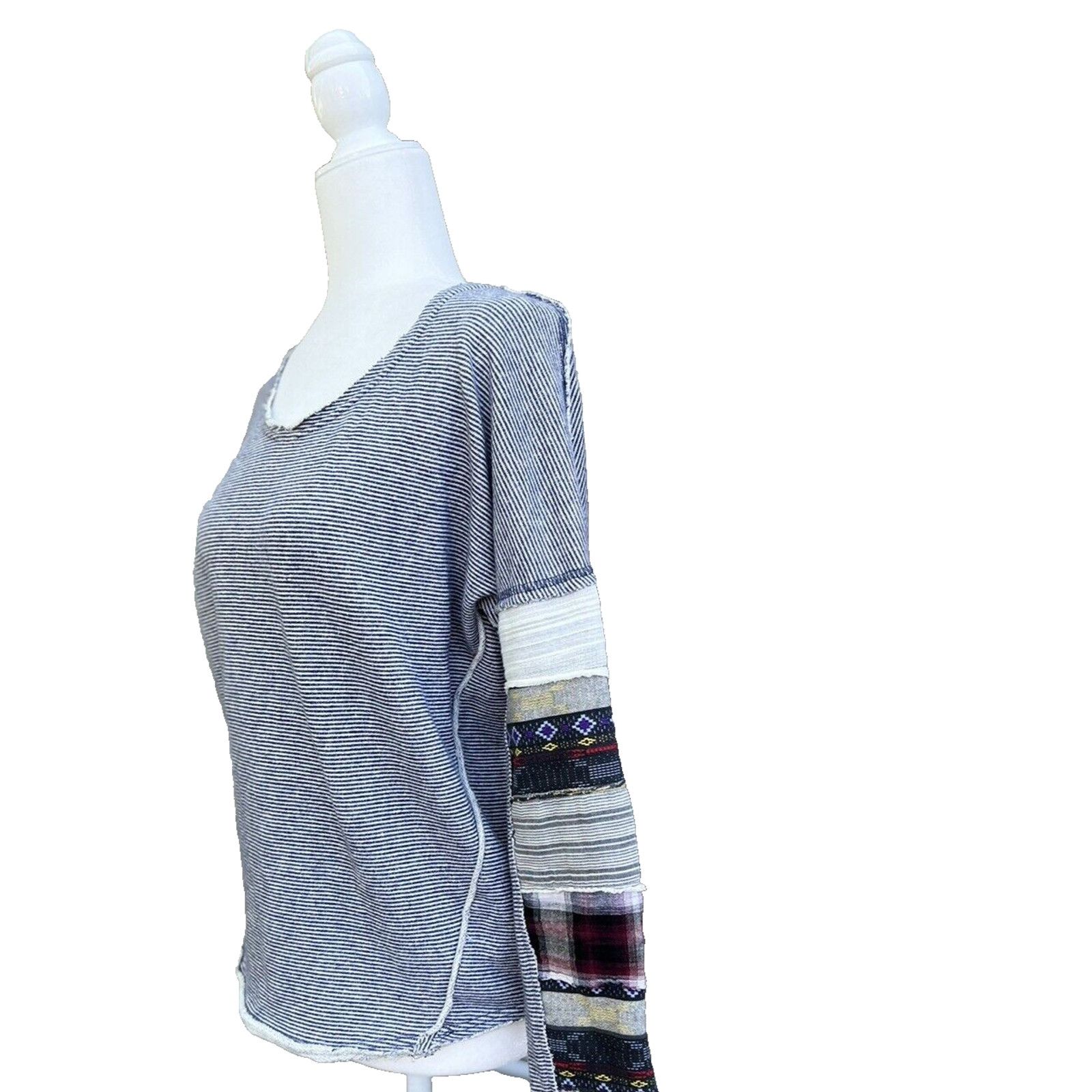 Free People Free people patch work long Sleeve sweater top XS A000234 Size XS / US 0-2 / IT 36-38 - 2 Thumbnail