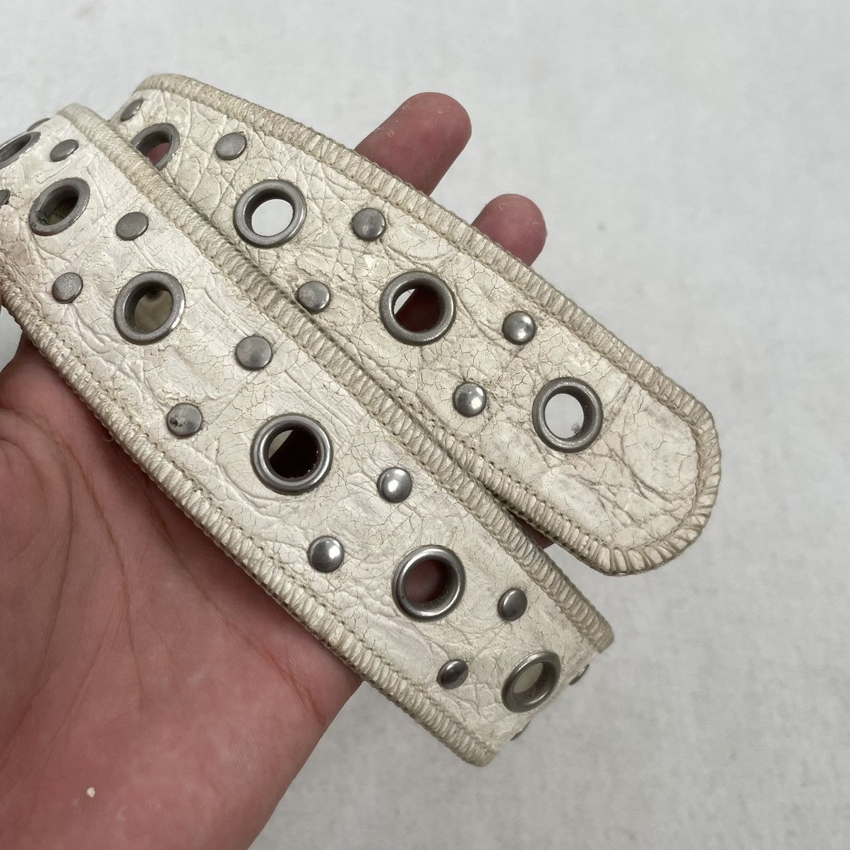 If Six Was Nine × Japanese Brand White single hooked stitch belt Size 40 - 2 Thumbnail