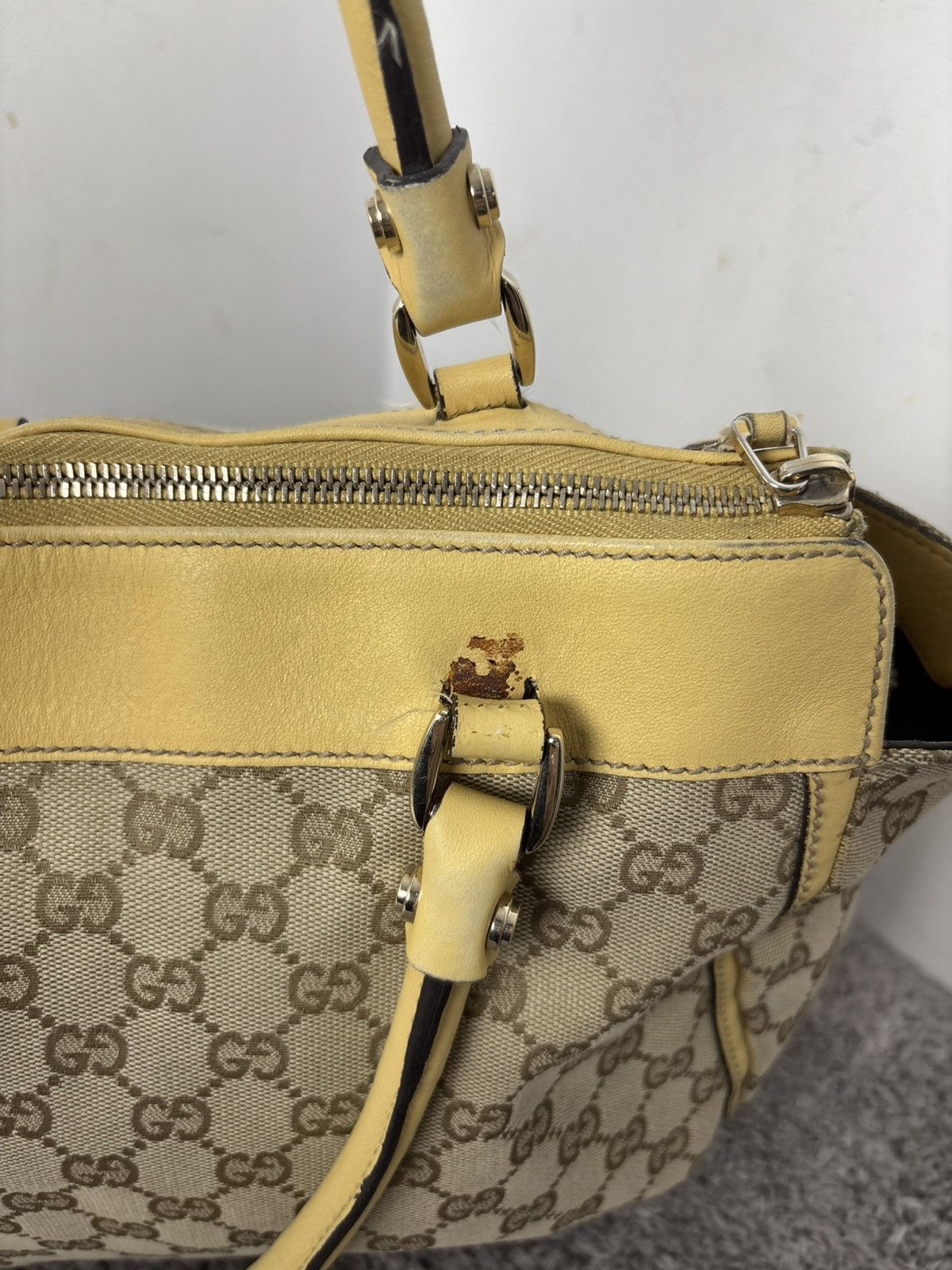 Gucci GUCCI GG Canvas Tote Bag Beige Gold Auth th540 Golden boston Size ONE SIZE - 9 Thumbnail