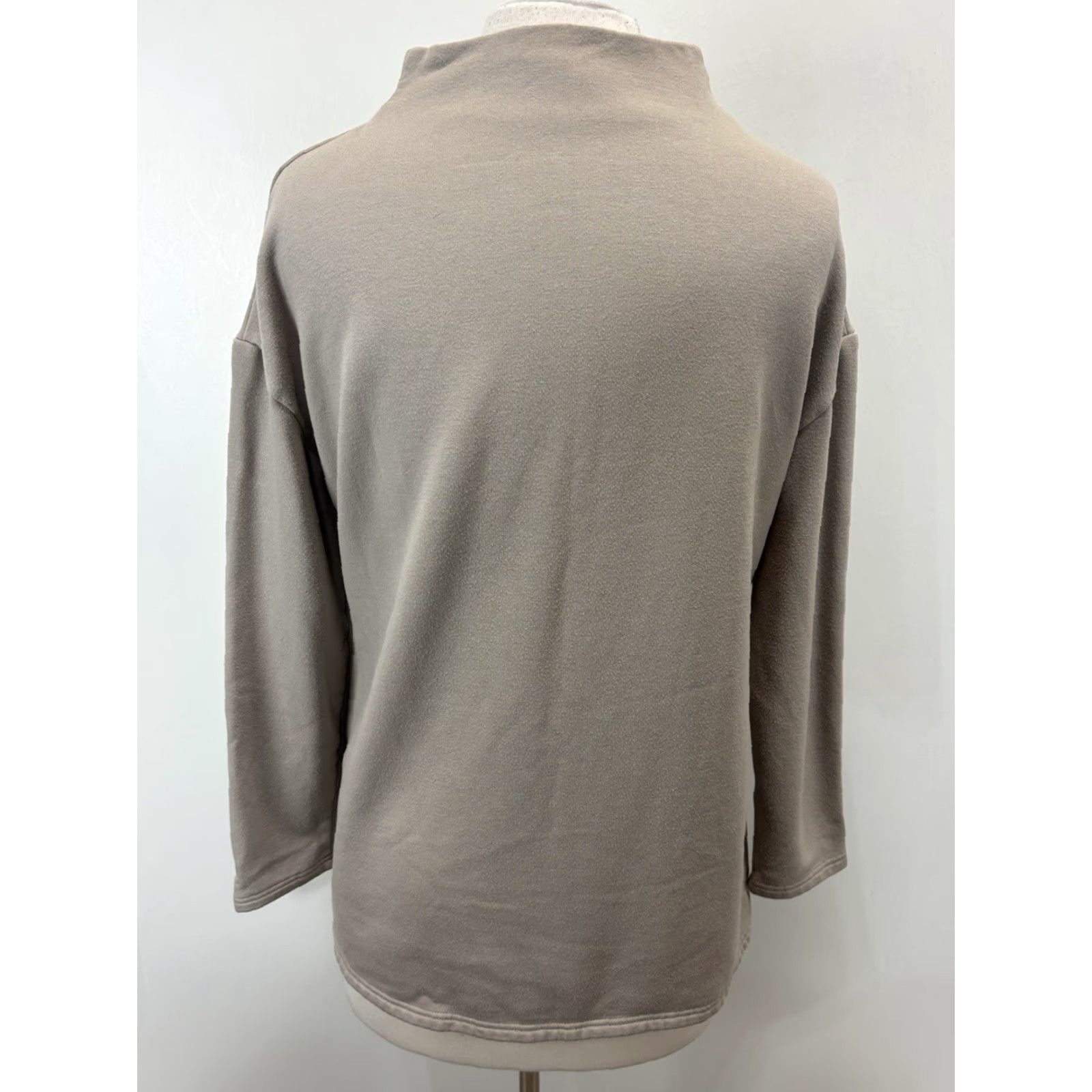 Vintage Free Fly Sweater Women M Gray Taupe Performance Bamboo Thermal Fleece Mockneck Size M / US 6-8 / IT 42-44 - 3 Thumbnail