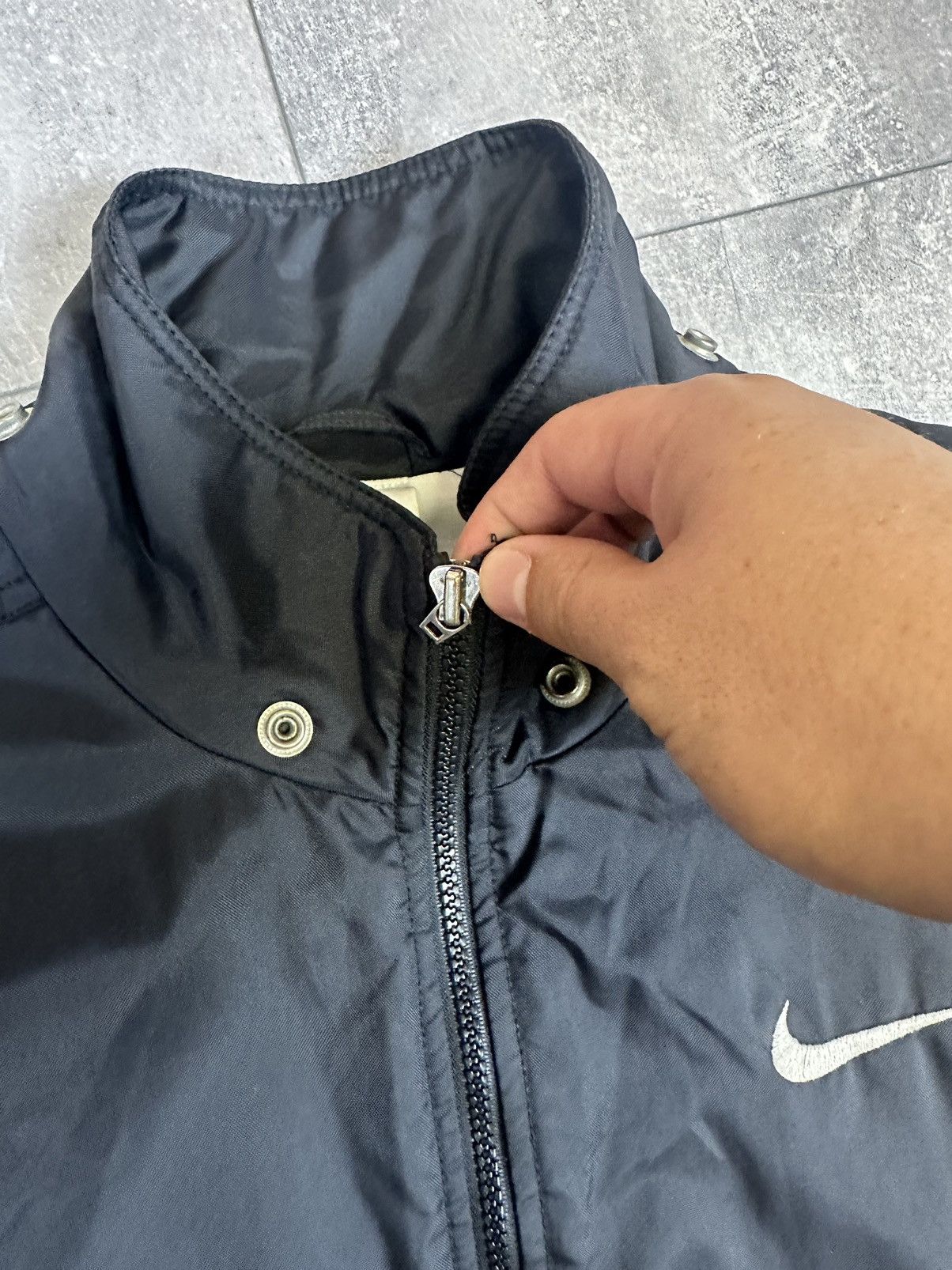 Vintage Men’s distressed Nike overprint logo swoosh jacket Size US S / EU 44-46 / 1 - 11 Thumbnail