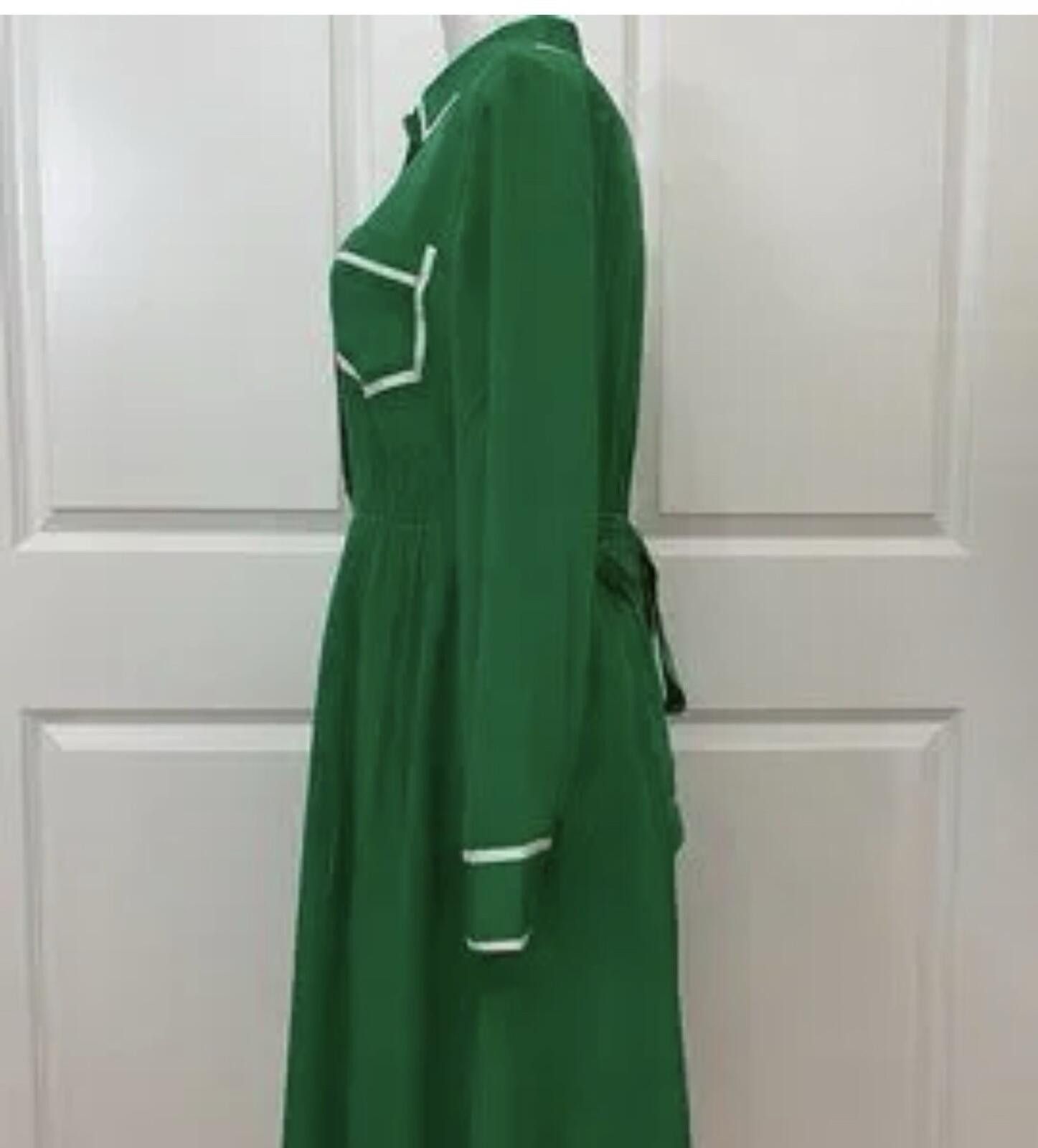 J.Crew J.Crew A-line Silk Shirtdress Warm Clover Belted Flare Dress Size M / US 6-8 / IT 42-44 - 3 Thumbnail