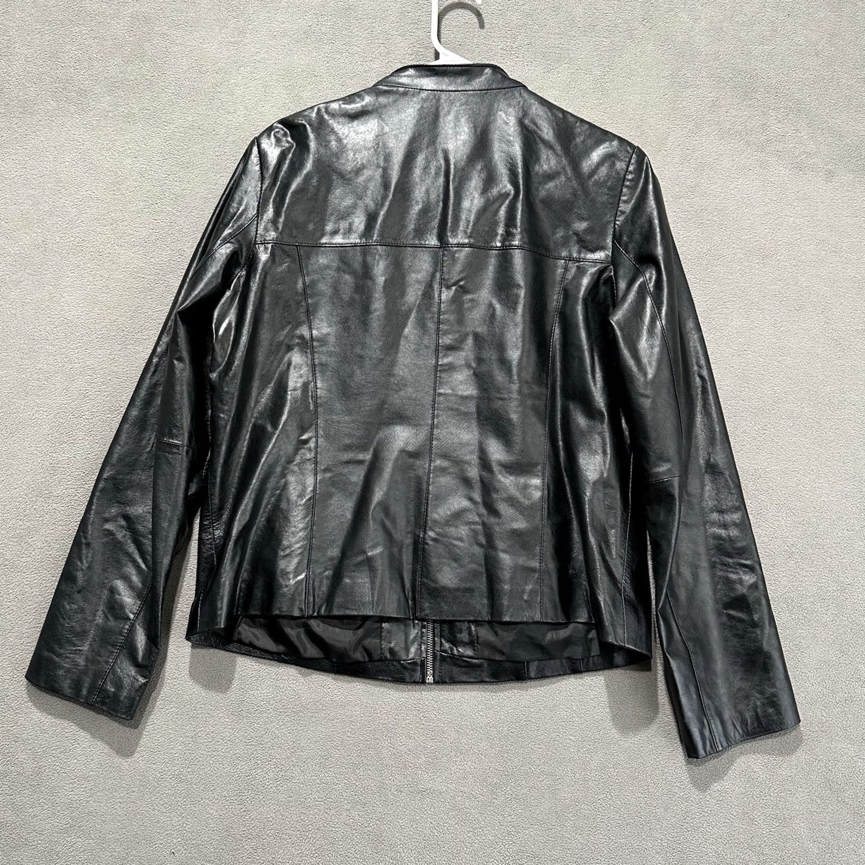 Faded Glory Faded Glory Leather Jacket Womens L Black Moto Mock neck Cafe Racer GUC Size L / US 10 / IT 46 - 2 Thumbnail
