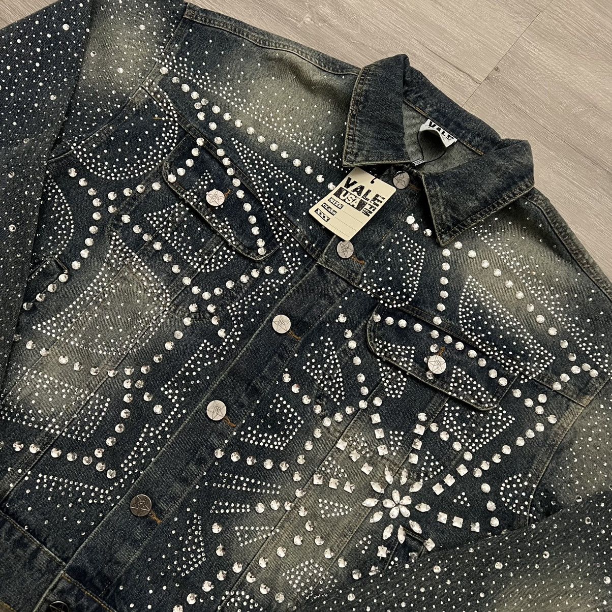 Vale Vale Forever All Over Rhinestone Denim Trucker Jacket Size US L / EU 52-54 / 3 - 18 Thumbnail