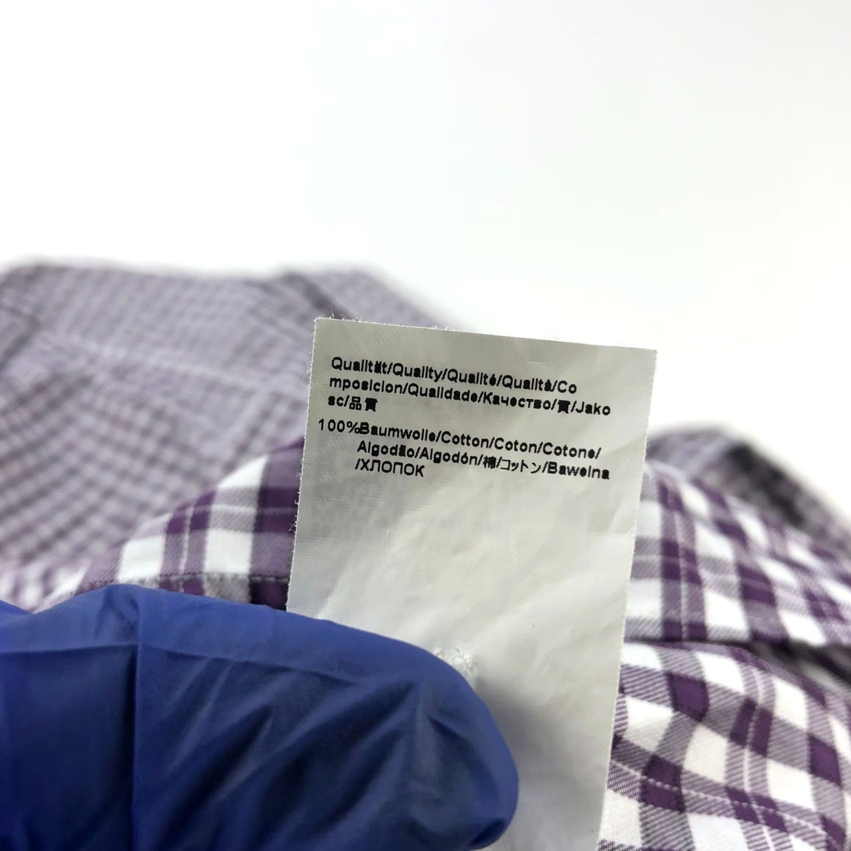 Hugo Boss HUGO BOSS Dress Shirt Purple Check Long Sleeve 16 34/35 Slim Fit 100% Cotton Button Shirt Mens Size 42R - 7 Thumbnail