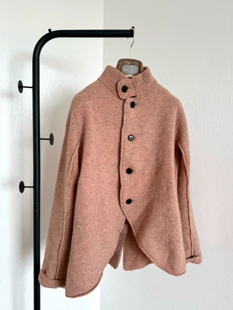 Y's Y's Flesh pink pure wool mid-neck sweater jacket Size US M / EU 48-50 / 2 - 1 Thumbnail