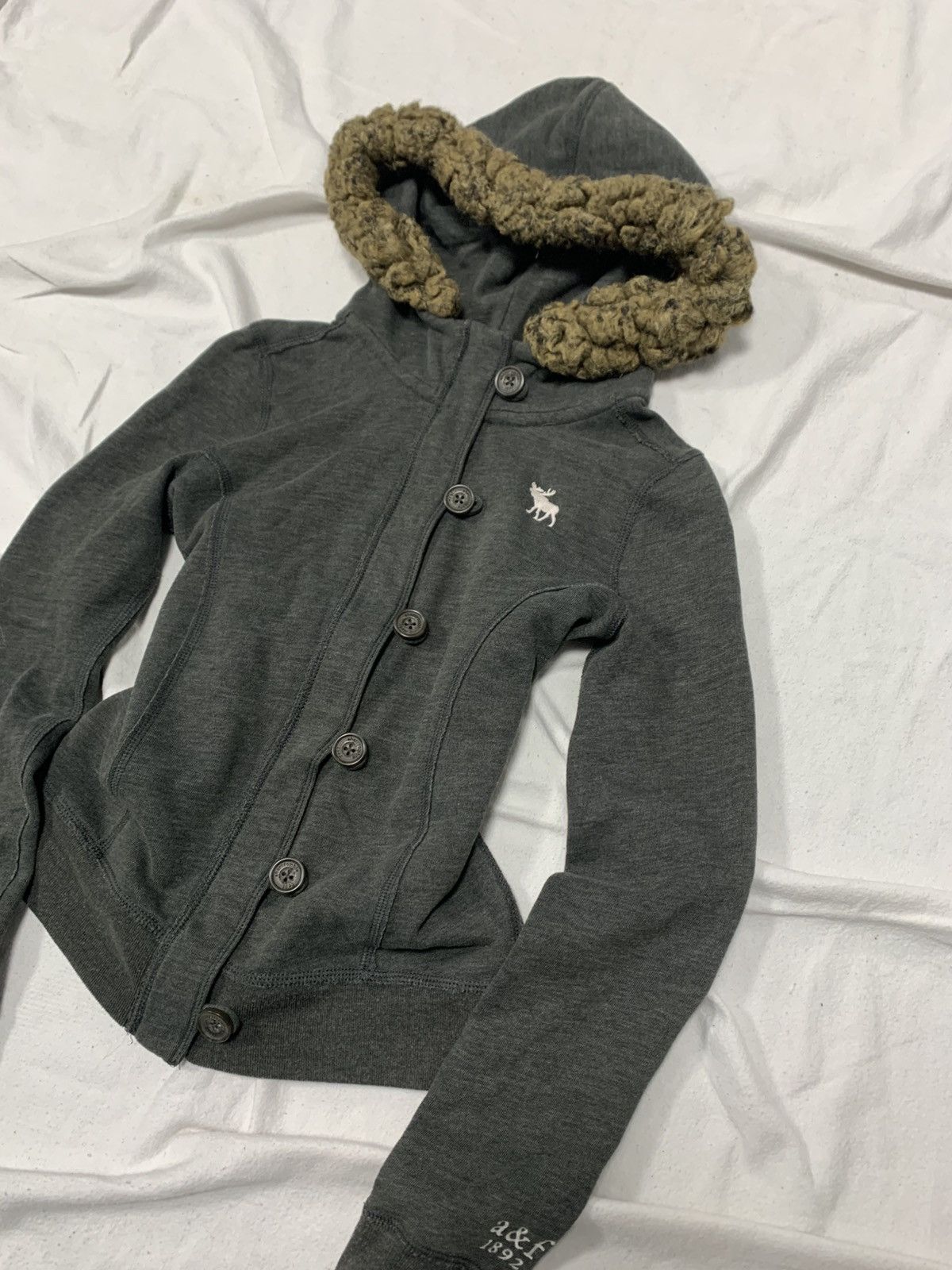 Abercrombie & Fitch × If Six Was Nine × Le Grande Bleu (L.G.B.) VINTAGE ABERCROMBIE FITCH FAUX FUR CROPPED ZIP HOODIE Size L / US 10 / IT 46 - 3 Thumbnail