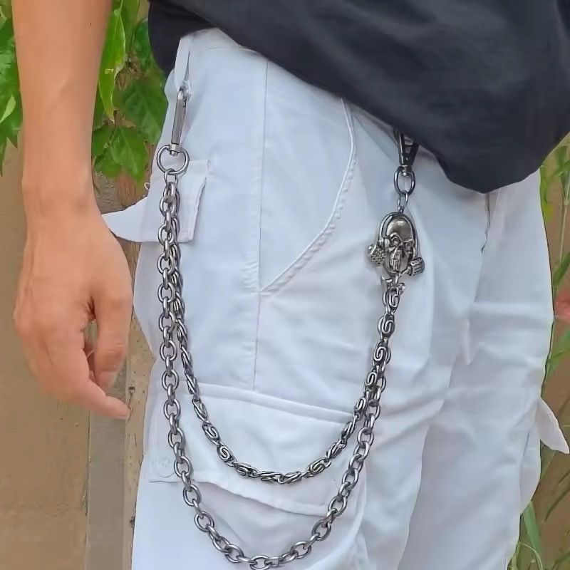 Jewelry Retro Skull Silvery Bilayer Body Pant Waist Chain Size ONE SIZE - 1 Thumbnail
