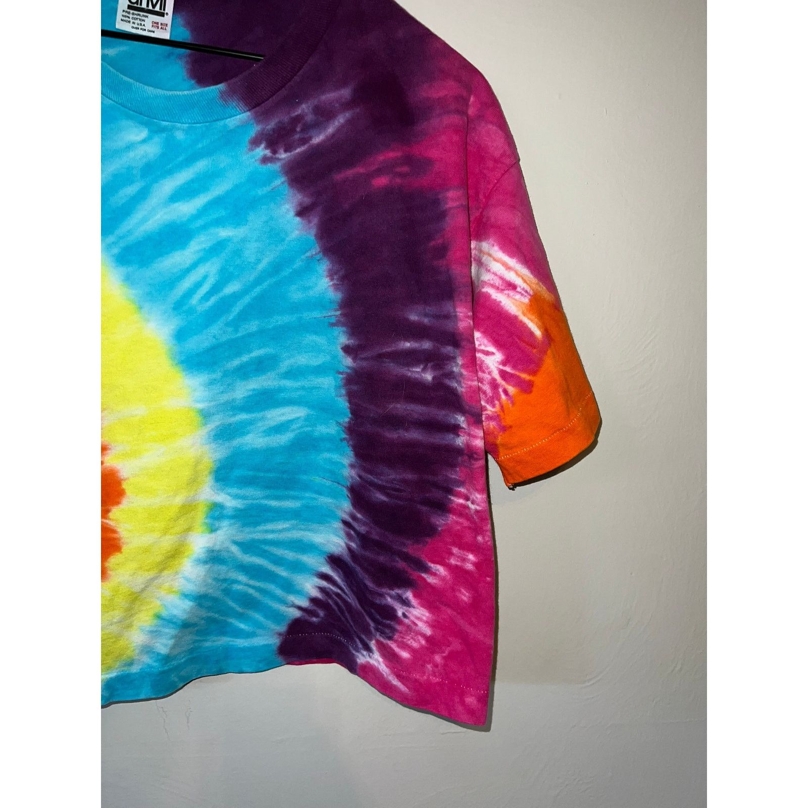 Anvil Womens Vintage Tie Dye Shirt Anvil Tee Crop Top VTG 90s OS Size L / US 10 / IT 46 - 5 Thumbnail