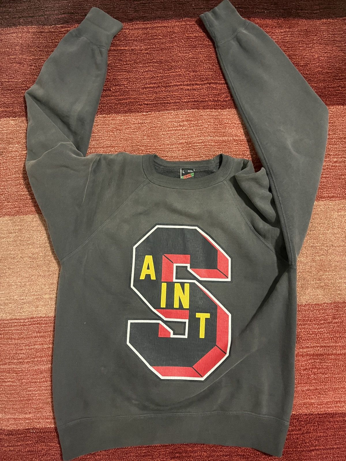 image of Denim Tears x Saint Michael Saint Tears Crew Neck Sweater in Black, Men's (Size Large)