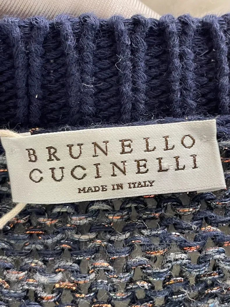 Brunello Cucinelli Brunello Cucinelli Blue and White Linen Polyurethane Silk Size M / US 6-8 / IT 42-44 - 3 Thumbnail