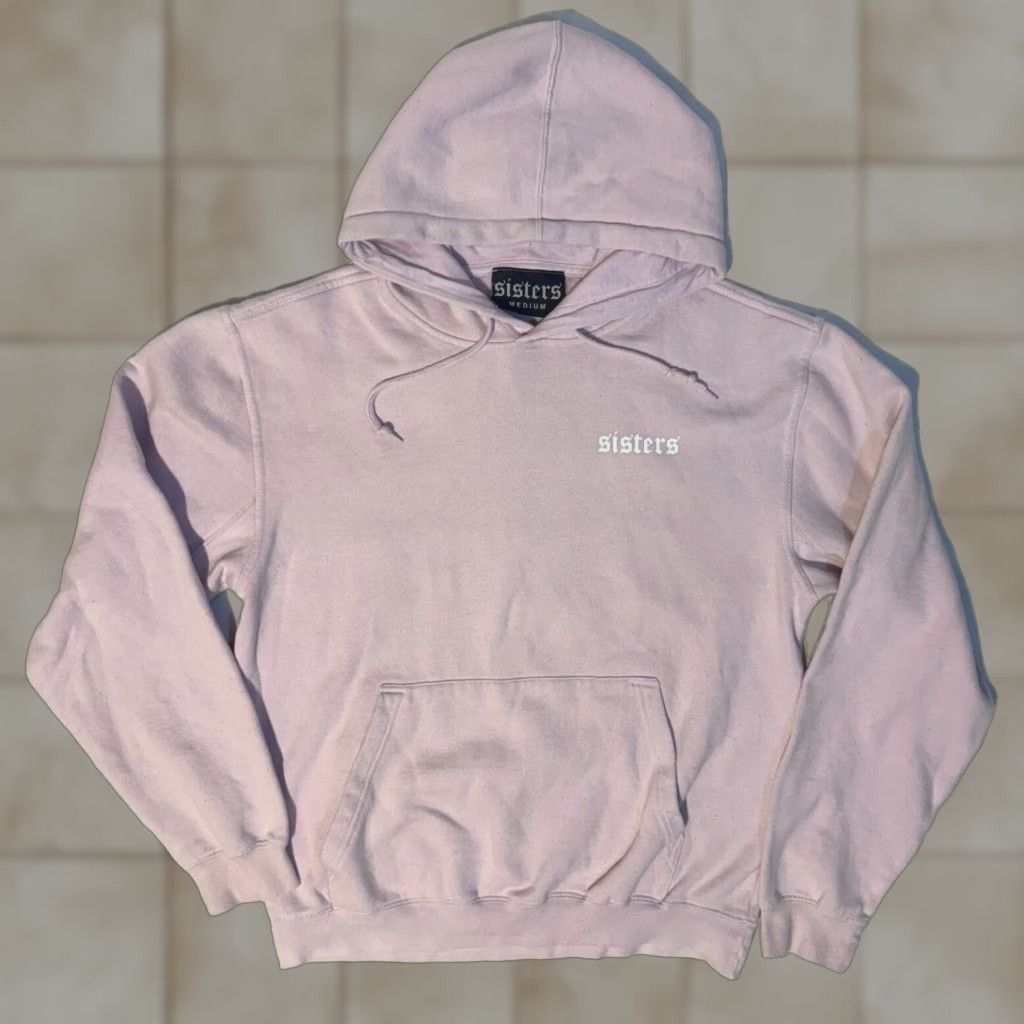 Vintage SISTERS Apparel Hoodie Pullover Graphic Print Pink Unisex Adults M Hooded Pockets Logo Limited Edition Sweatshirt Pullover Hoodie Dress? Wait. Size US M / EU 48-50 / 2 - 1 Thumbnail