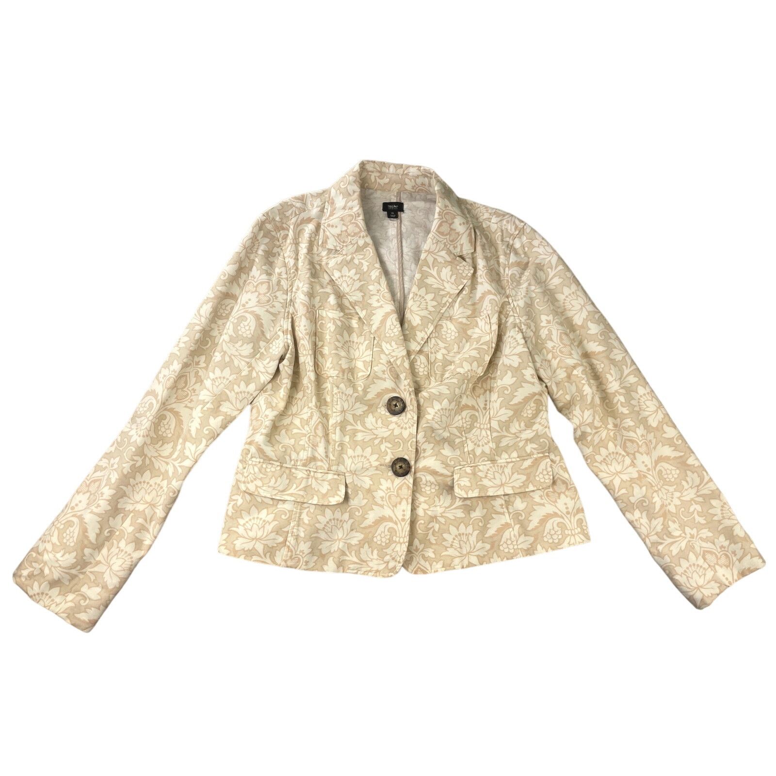 Mossimo Mossimo Womens Structured 2 Button Blazer Beige White Floral Size XL / US 12-14 / IT 48-50 - 1 Thumbnail