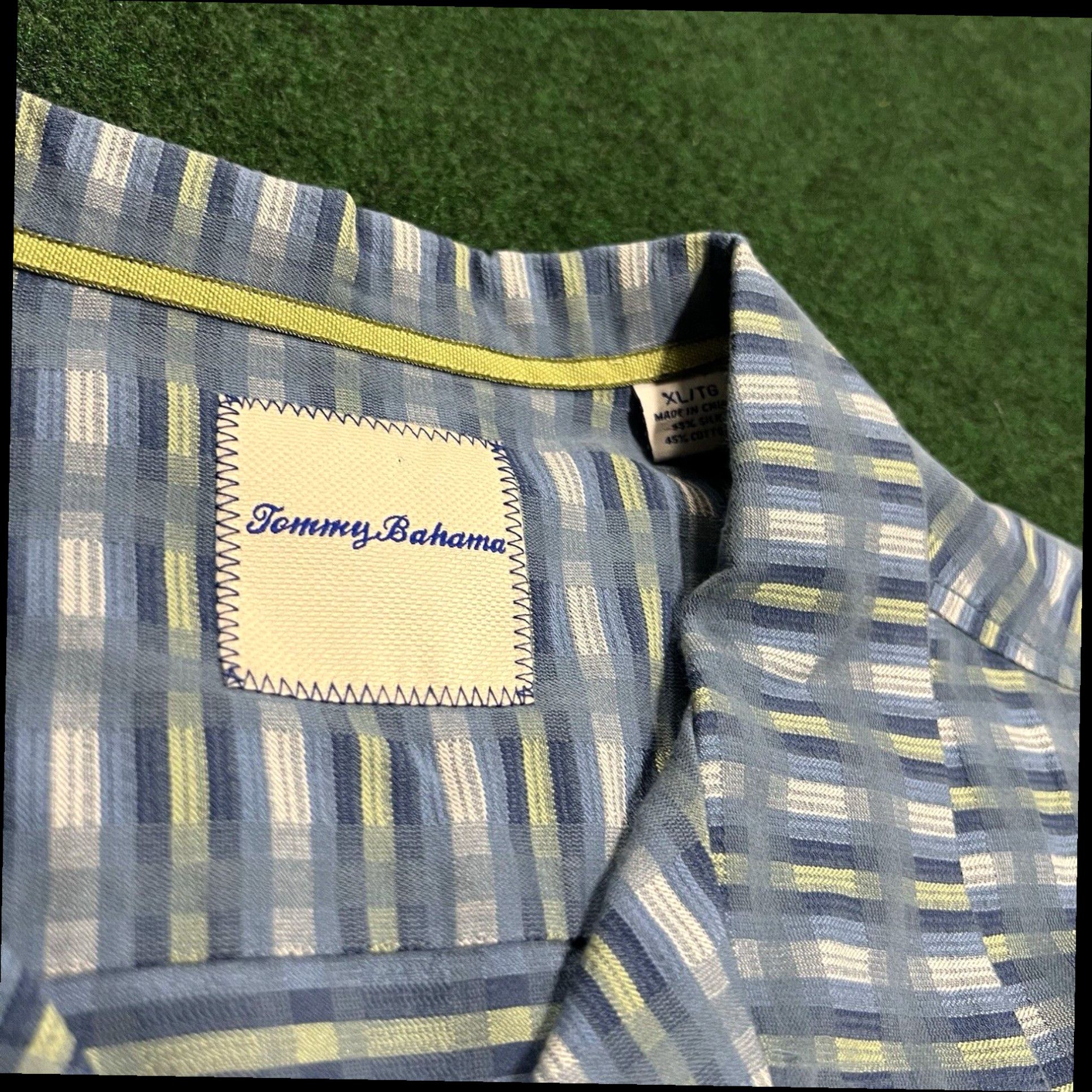 Tommy Bahama Tommy Bahama Hawaiian Shirt Mens XL 100% Silk Stripe Short Sleeve Button Up Blue Size US XL / EU 56 / 4 - 4 Thumbnail