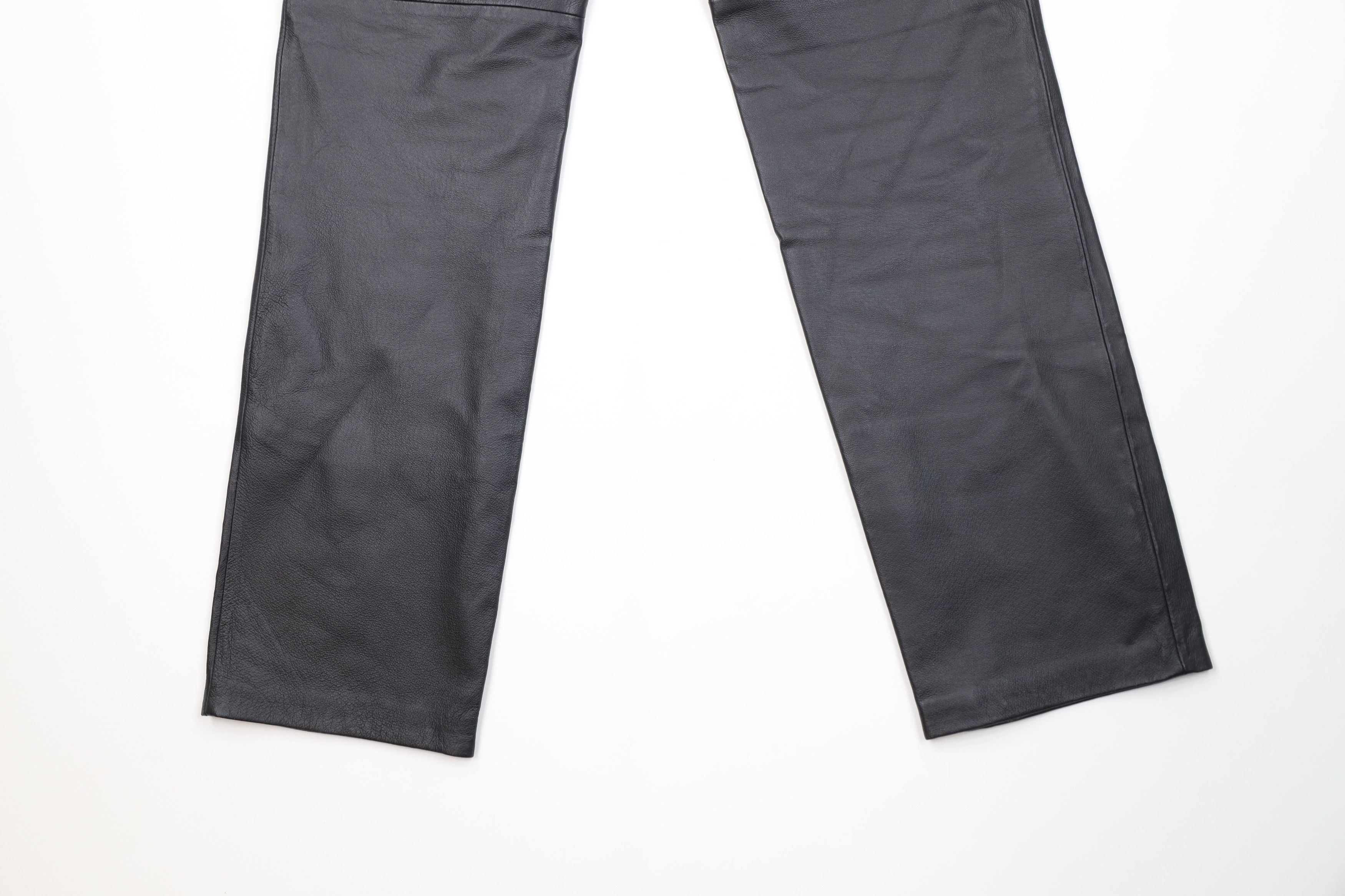 Vintage Vintage 90s Streetwear Leather Straight Leg Pants Black Size 28" / US 6 / IT 42 - 12 Thumbnail