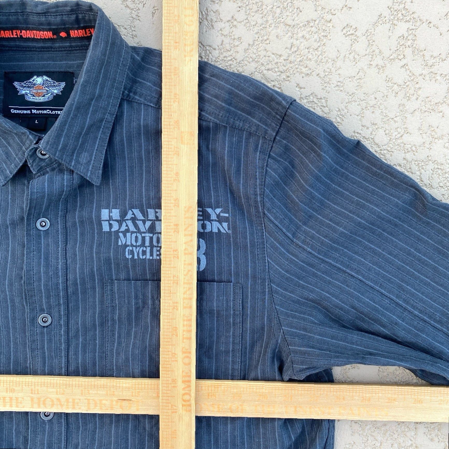 Harley Davidson Harley-Davidson Shirt Mens Gray Stripe Snap Button-Up Collared Long Sleeve Large Pockets Size US L / EU 52-54 / 3 - 4 Thumbnail