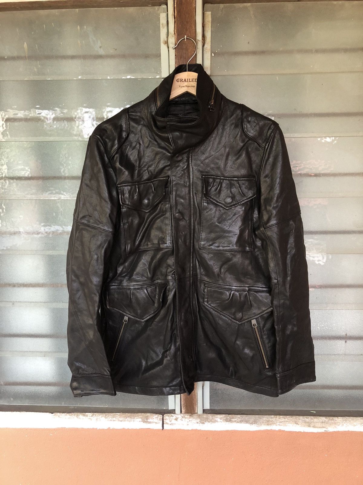 If Six Was Nine × Japanese Brand × Le Grande Bleu (L.G.B.) Rattle Trap Biker Sheepskin Leather Jacket Size US M / EU 48-50 / 2 - 1 Thumbnail