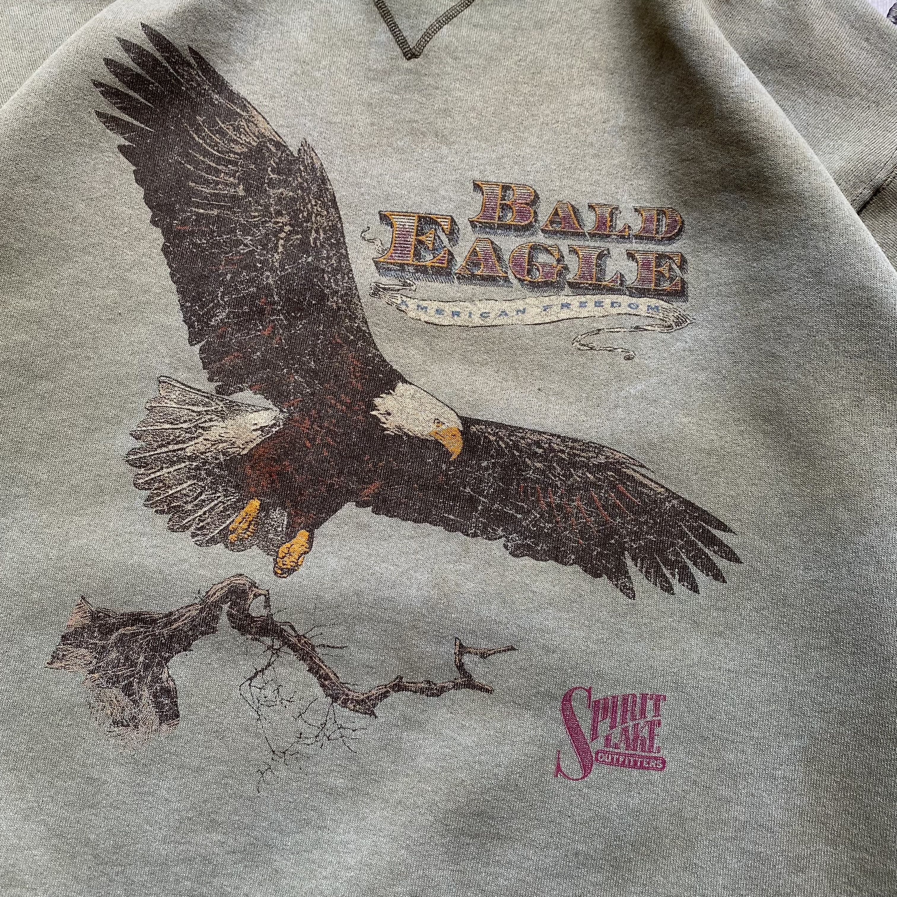 Hanes 🦅Vintage 90s Faded USA Bald Eagle Sweatshirt Nature Y2K Size US L / EU 52-54 / 3 - 7 Thumbnail