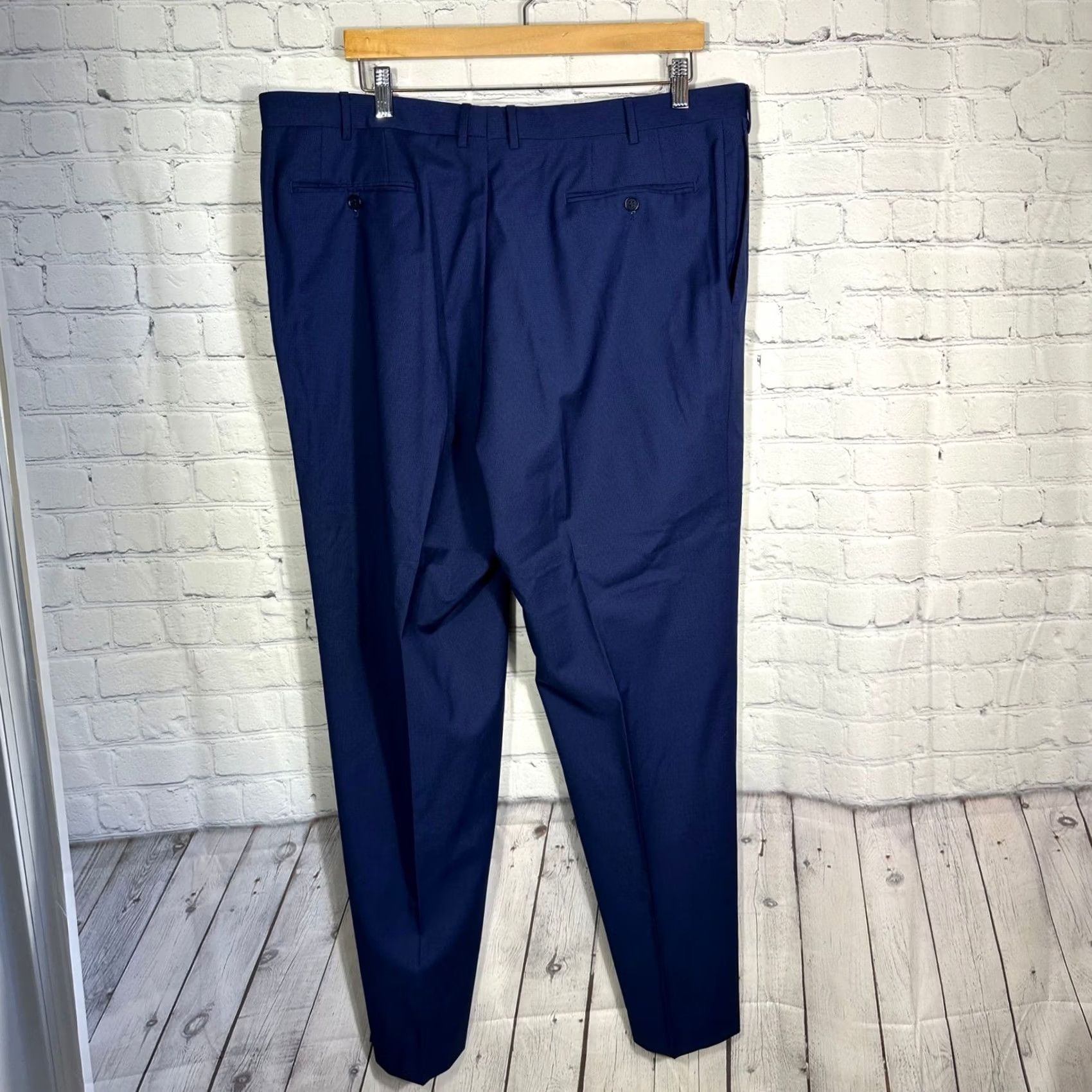 Canali Canali Pants Mens 40 Blue Houndstooth Dress Pants Flat Front Tailored Trousers Size US 40 / EU 56 - 5 Thumbnail