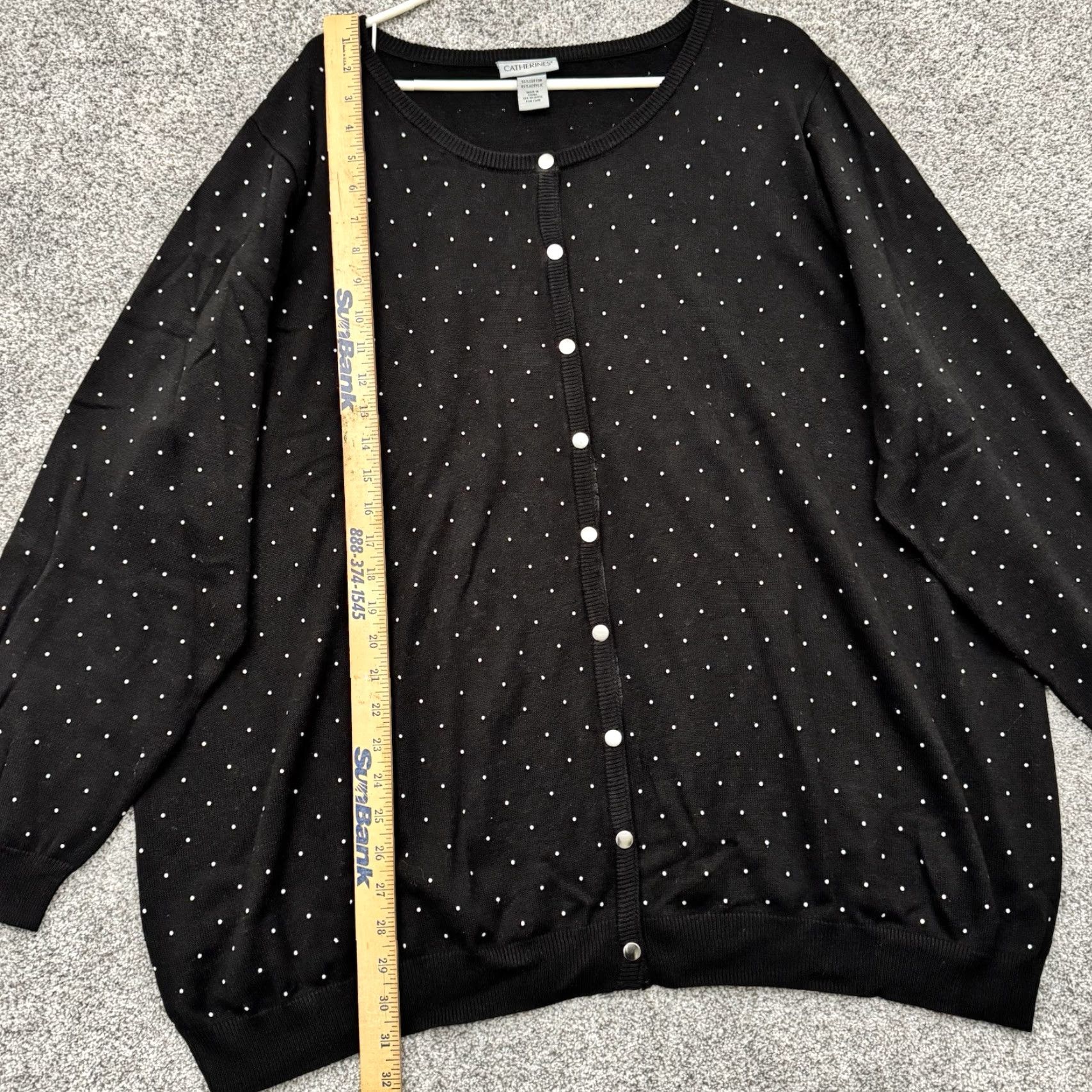 Vintage Catherines Cardigan Womens 2X Plus Rhinestones Embellished 2010s Layering Cozy Knit Sweater Black Size XXL / US 16-18 / IT 52-54 - 2 Thumbnail