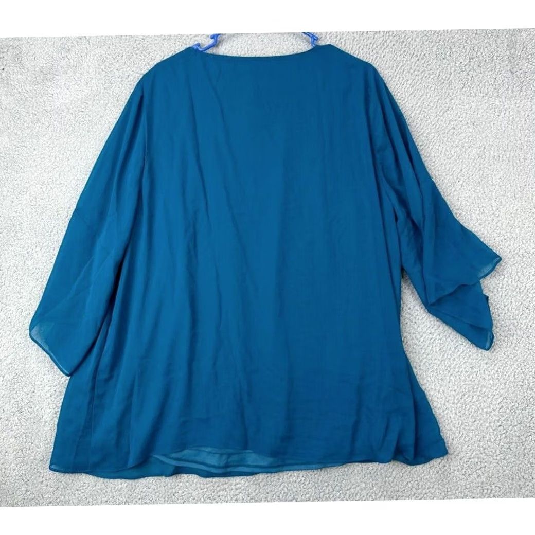 Vintage Lane Bryant Blouse Shirt Womens 18-20 Blue Kimono Sleeve Top Casual Ladies NEW Size XXL / US 16-18 / IT 52-54 - 2 Thumbnail
