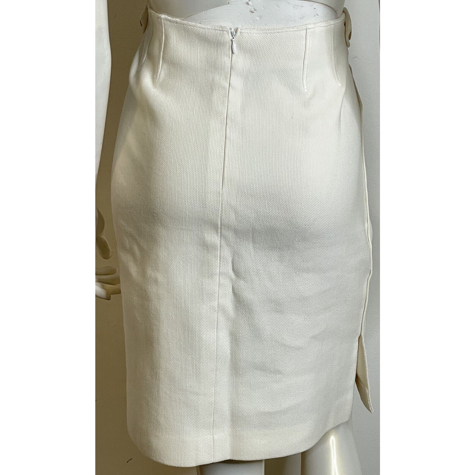Oscar De La Renta Oscar de la Renta Ivory Woven Cotton Skirt Suit 8 Italy Size M / US 6-8 / IT 42-44 - 12 Thumbnail