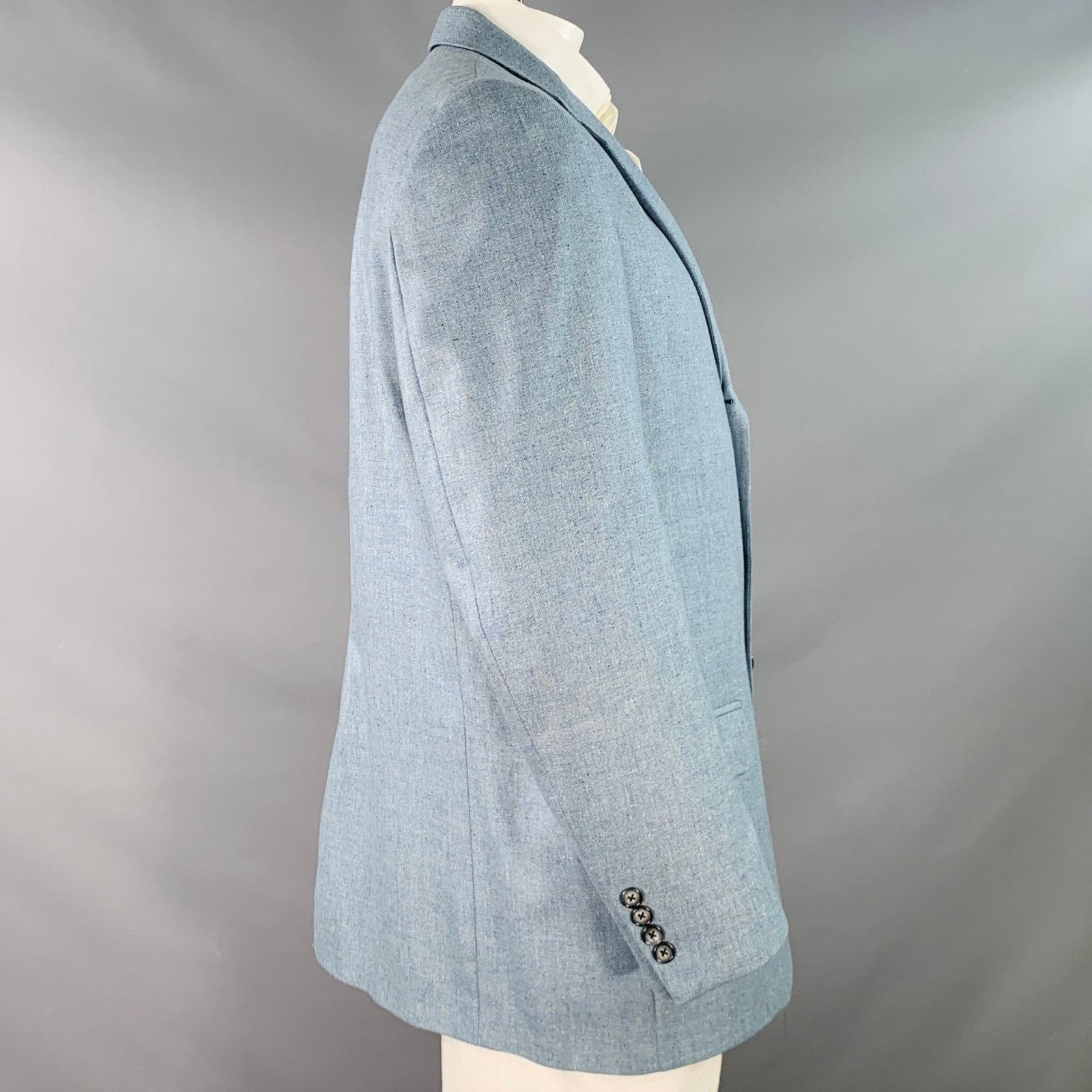 Other Size 42 Long Blue Cream Textured Single breasted Sport Coat Size 42L - 3 Thumbnail