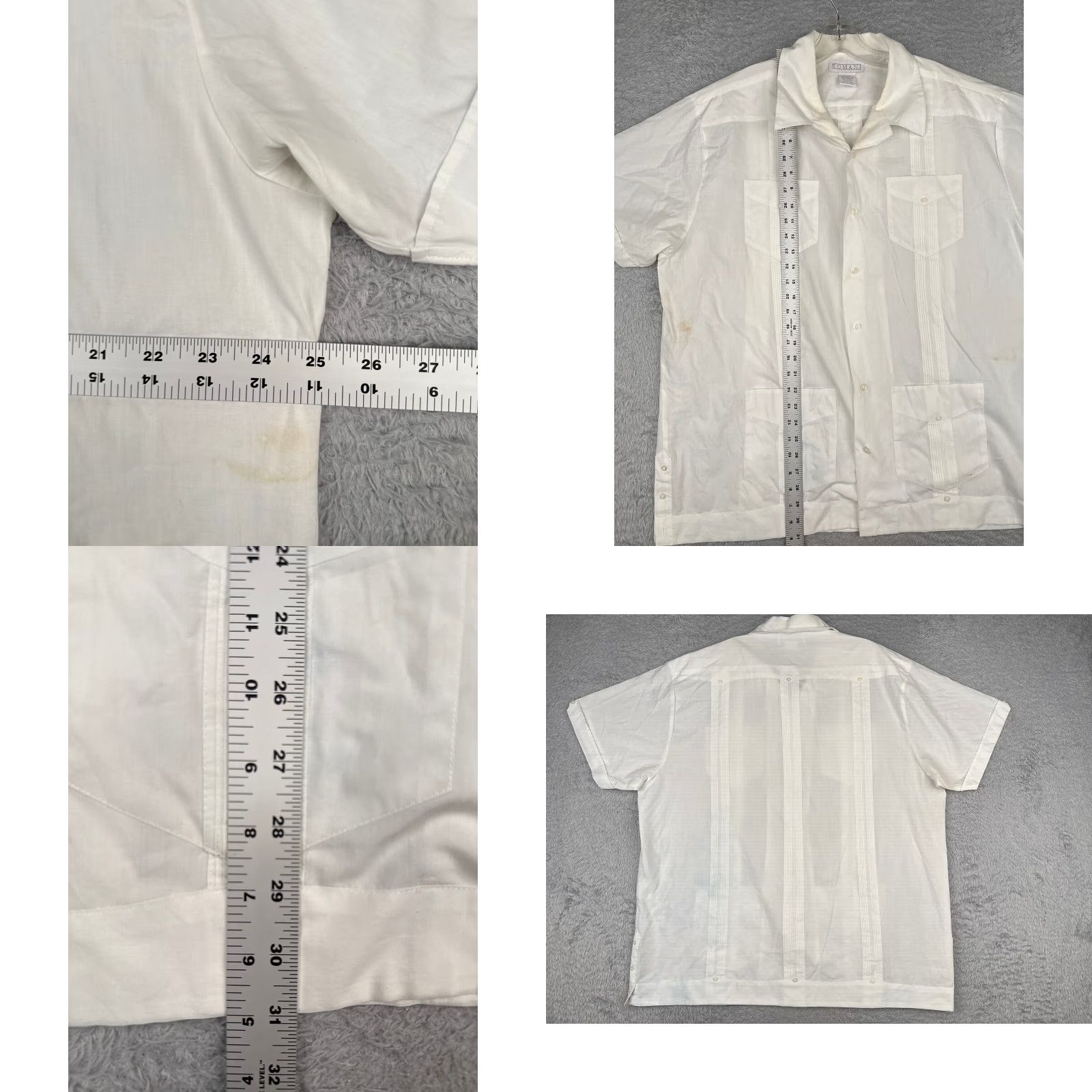 Vintage Romani Guayabera Shirt Men XL White Button 4 Pocket Cotton Blend READ Size US XL / EU 56 / 4 - 8 Thumbnail