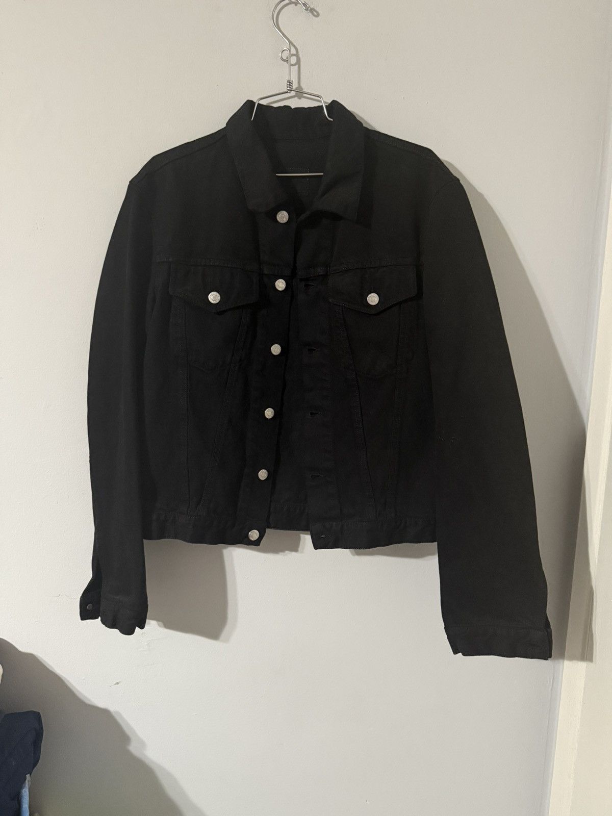 Vintage Helmut Lang 90s Trucker Denim Jacket Jet Black Dyed