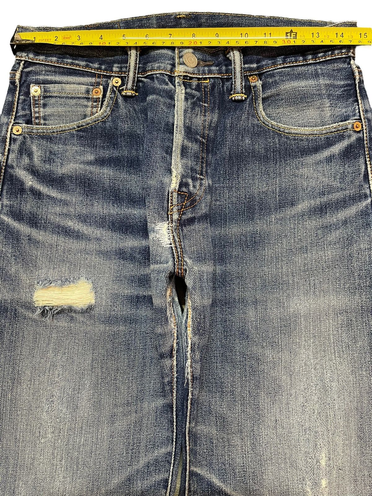 Levi's Vintage Levis 501 Blue Faded Wash Distress Style Loose Jeans Size US 29 - 12 Thumbnail