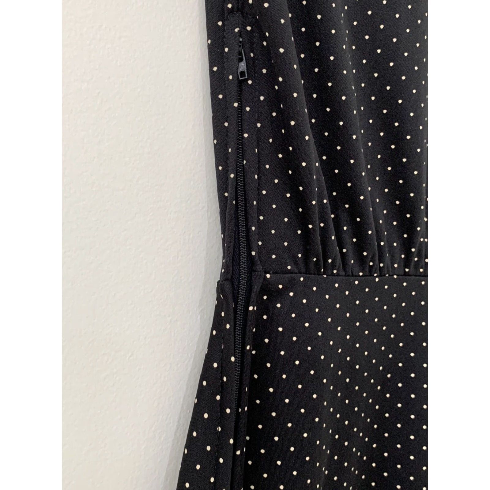 Sears VINTAGE Sears Peplum Dress 8P Petites Polka Dot Black White Rockabilly 1960s Womens Size M / US 6-8 / IT 42-44 - 5 Thumbnail