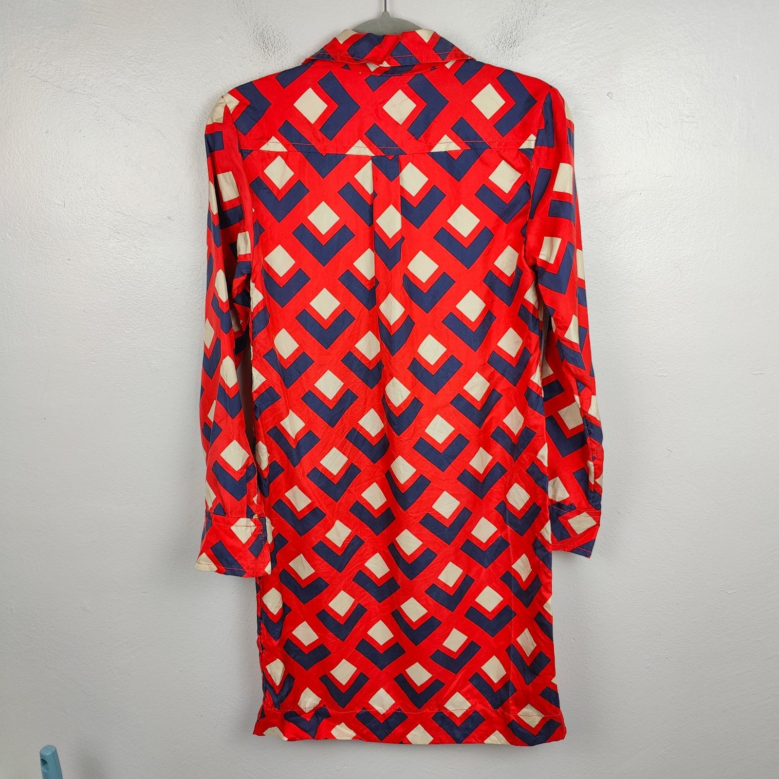 Banana Republic Banana Republic Mad Men Silk Shirt Dress Womens 0 Red Blue Size XS / US 0-2 / IT 36-38 - 4 Thumbnail