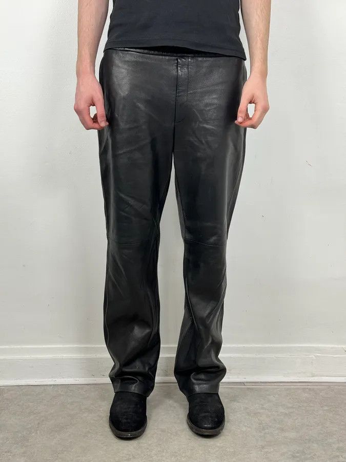 Jil Sander Jil Sander Black Leather Premium Biker Pants Size US 31 - 2 Thumbnail