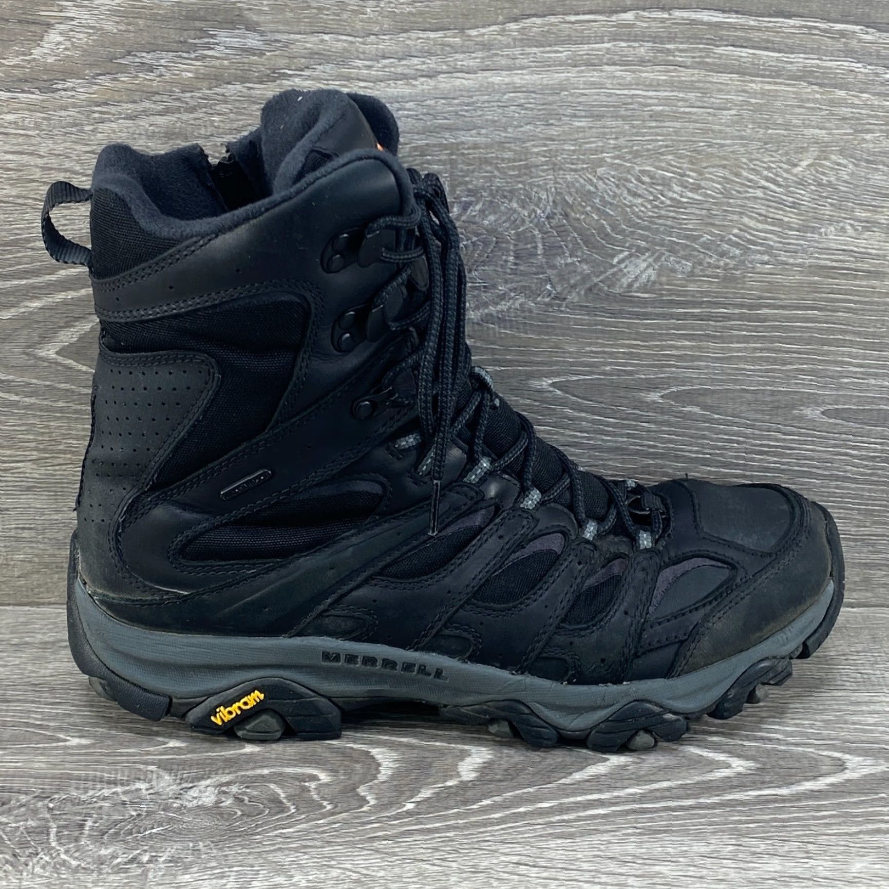 Merrell Merrell Men Boot Winter Waterproof Leather Vibram Side Zip 11 Black Hiking Crosslander Size US 11 / EU 44 - 2 Thumbnail