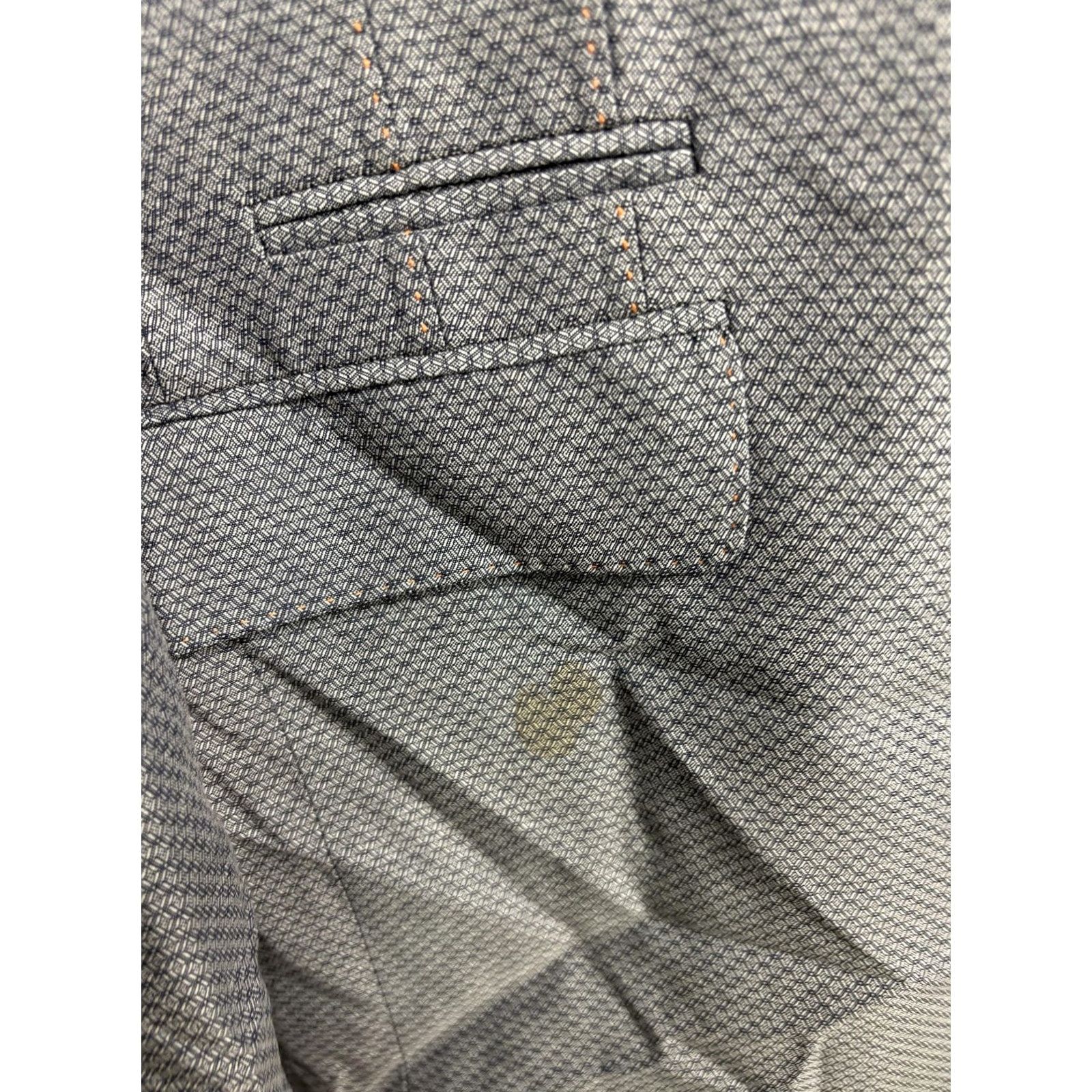 Maceoo MACEOO Blazer Mens 44 Blue Geometric Skull Lining Single-Breasted 2-Button Jacket Sport Coat Adult Mens Size 44R - 6 Thumbnail