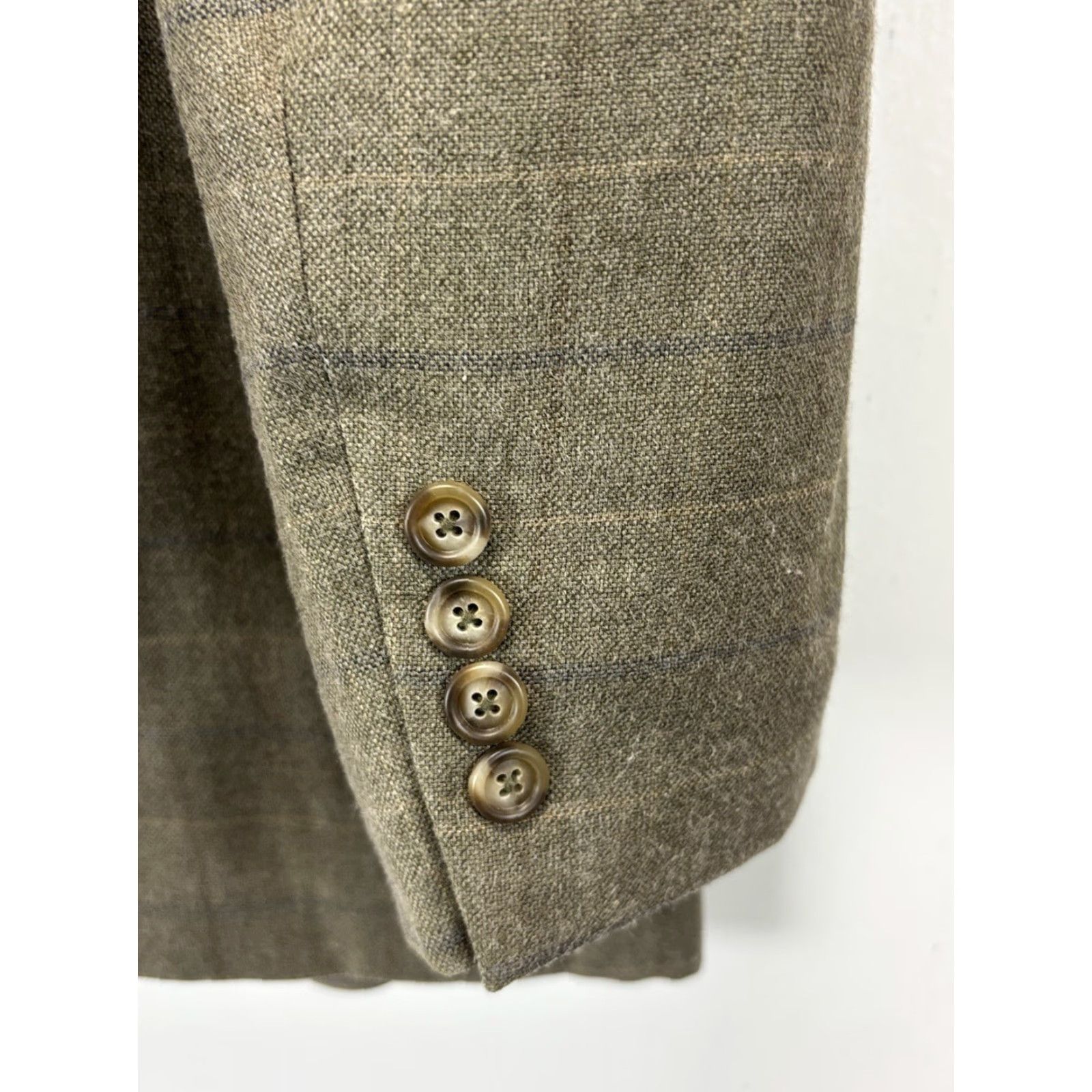 Jos. A. Bank JOS. A. BANK Reserve Sport Coat Blazer Mens Regular 46R Brown Plaid Silk Wool Classic Tailored Size 46R - 5 Thumbnail
