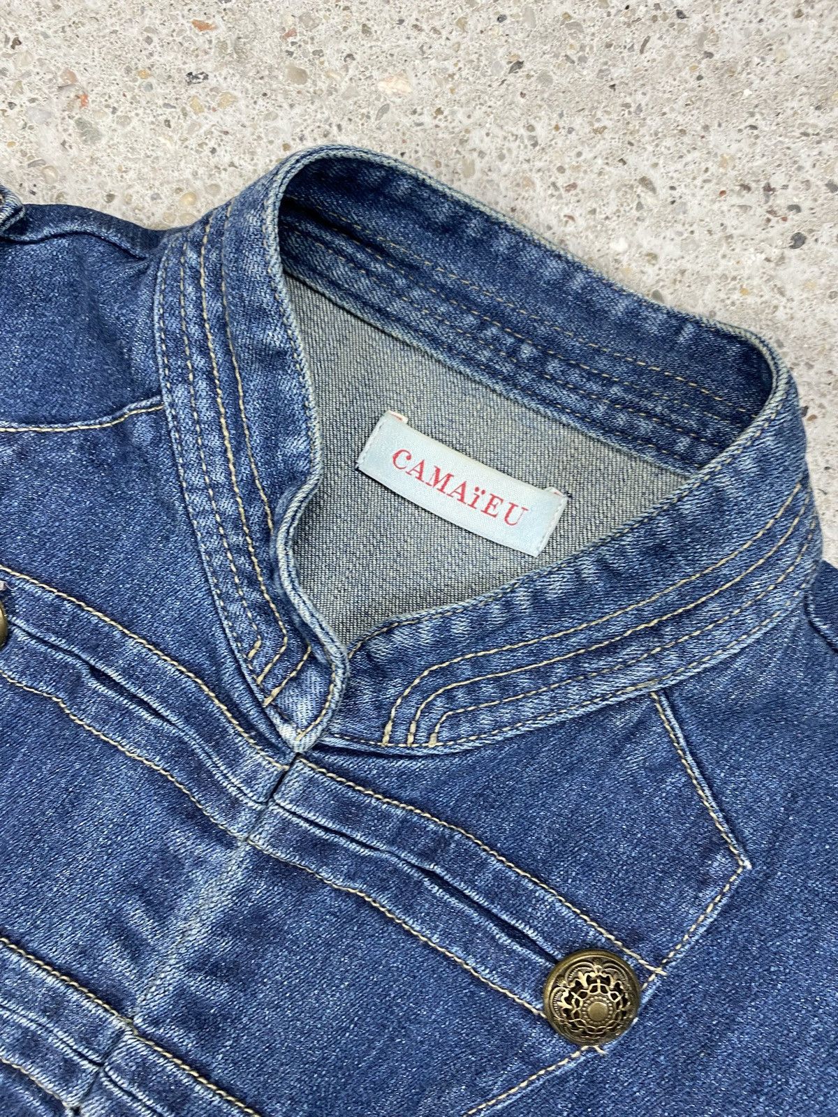 Japanese Brand Vintage napoleon jacket denim blue Size S / US 4 / IT 40 - 5 Thumbnail
