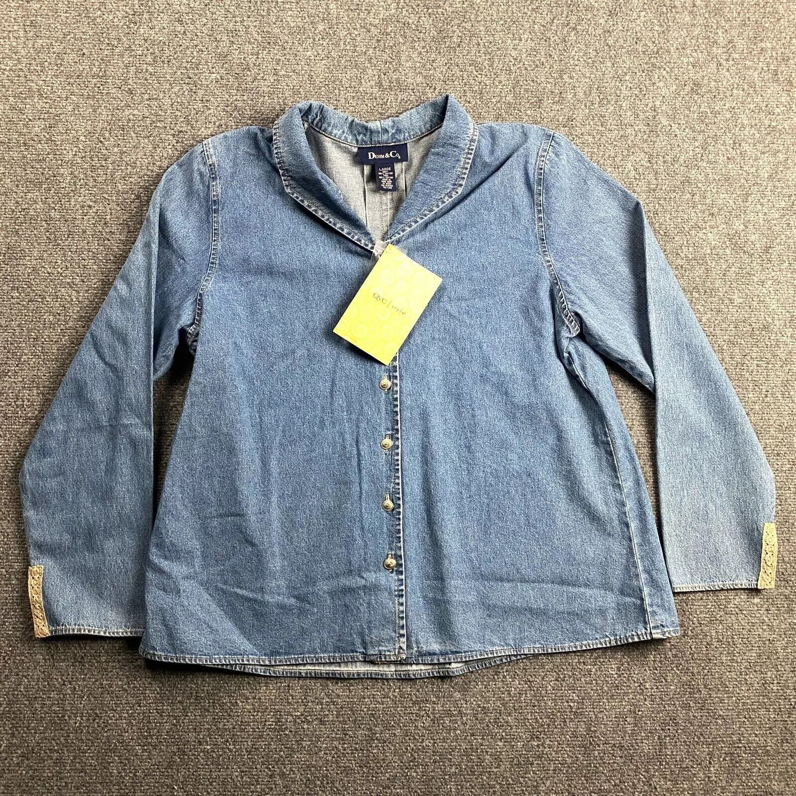 Denim & Co. Denim & Co Jacket Women's Large Long Sleeve 100% Cotton NWT Size L / US 10 / IT 46 - 1 Thumbnail