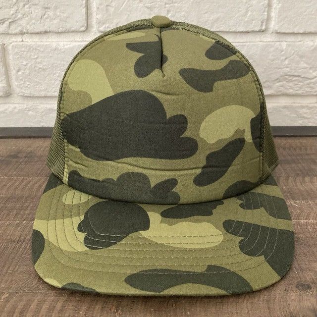 Bape 🔥Vintage🔥 BAPE GREEN CAMO trucker hat cap a bathing ape NIGO Size ONE SIZE - 1 Thumbnail