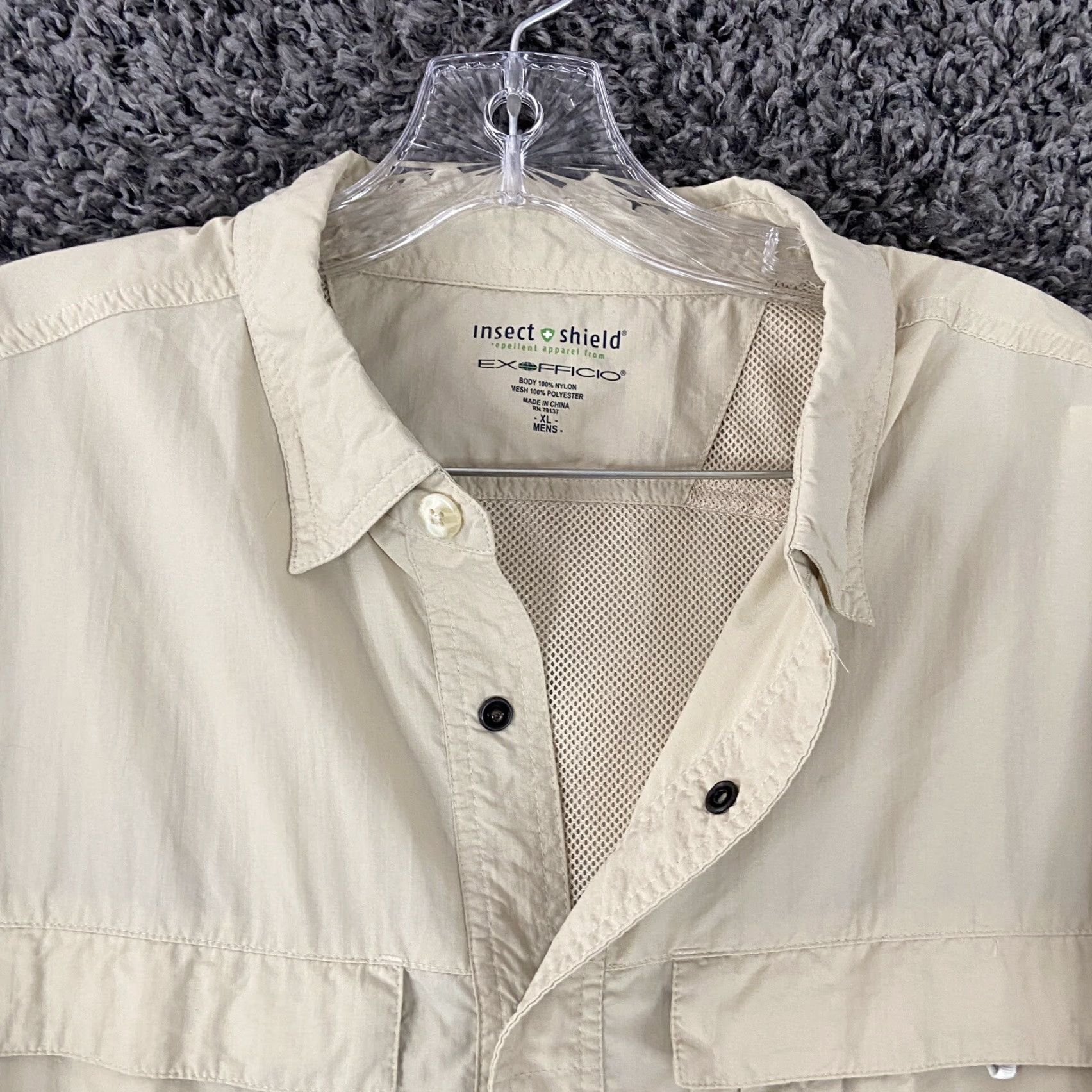 ExOfficio VINTAGE ExOfficio Inset Shield Men’s XL Beige Button-Up Long Sleeve Shirt Adult XL Beige Shirt Mens Size US XL / EU 56 / 4 - 5 Thumbnail