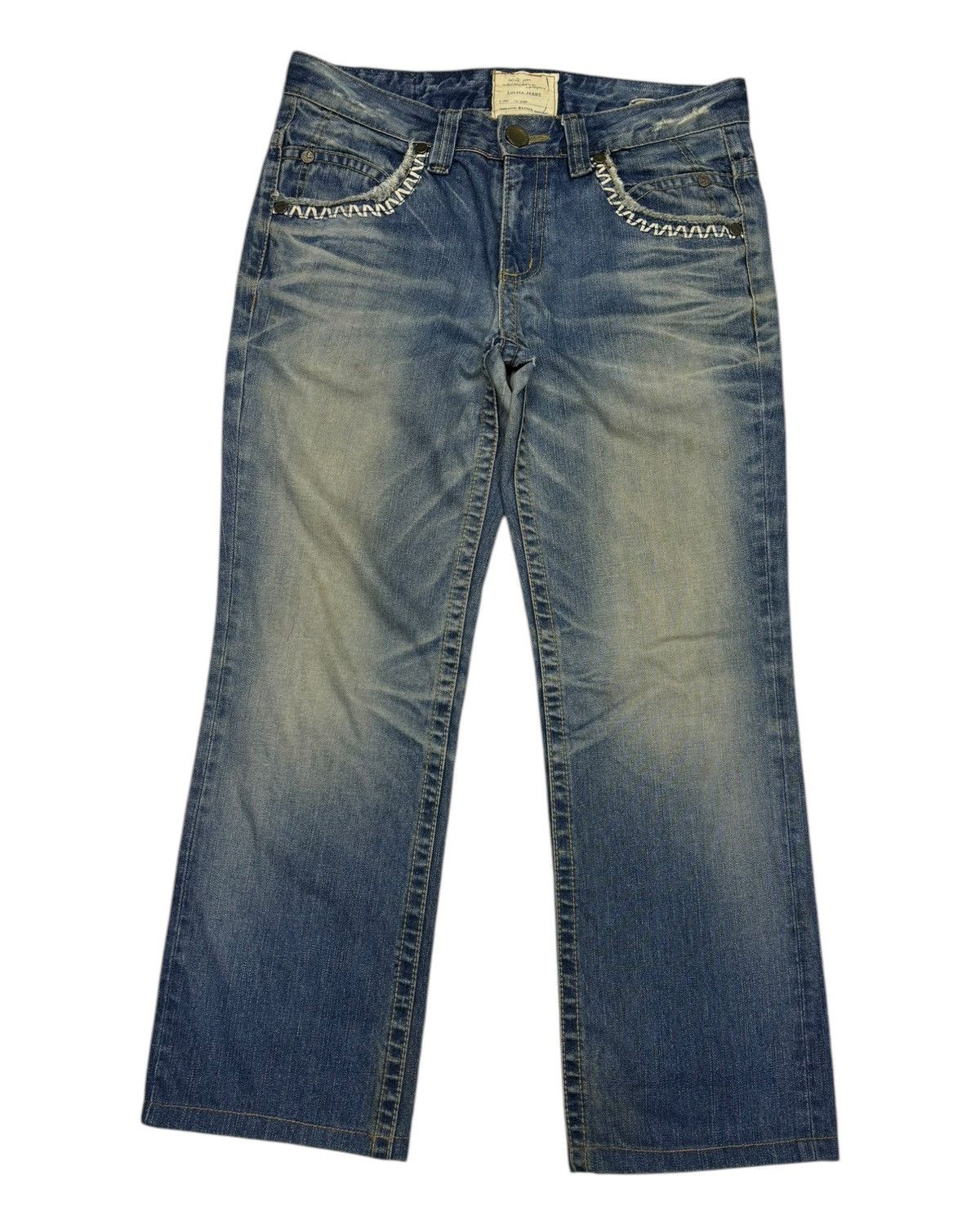 Japanese Brand × Tornado Mart Baggy Jeans Cropped Lolita Yoshitomo Nara Distressed Denim Size US 35 - 7 Thumbnail
